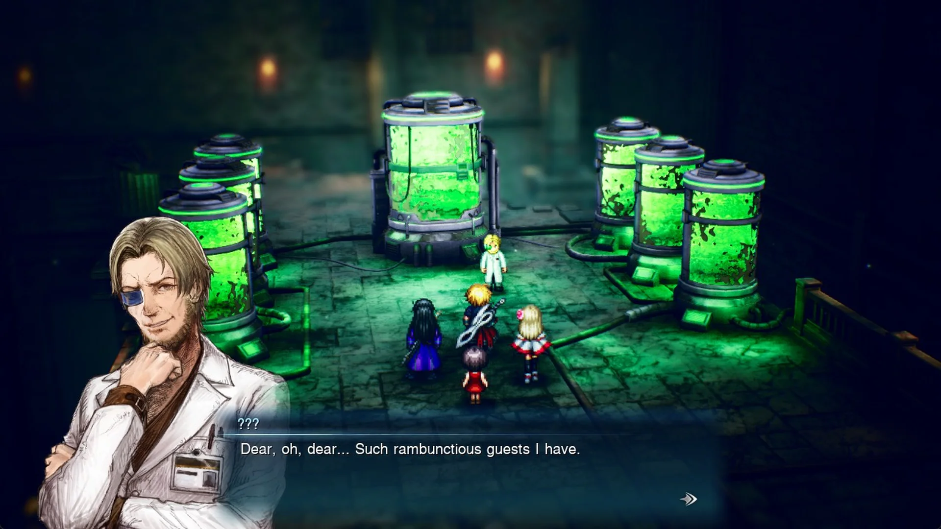 Dr. Lazarov in the Kolobos Ruins lab with green tanks