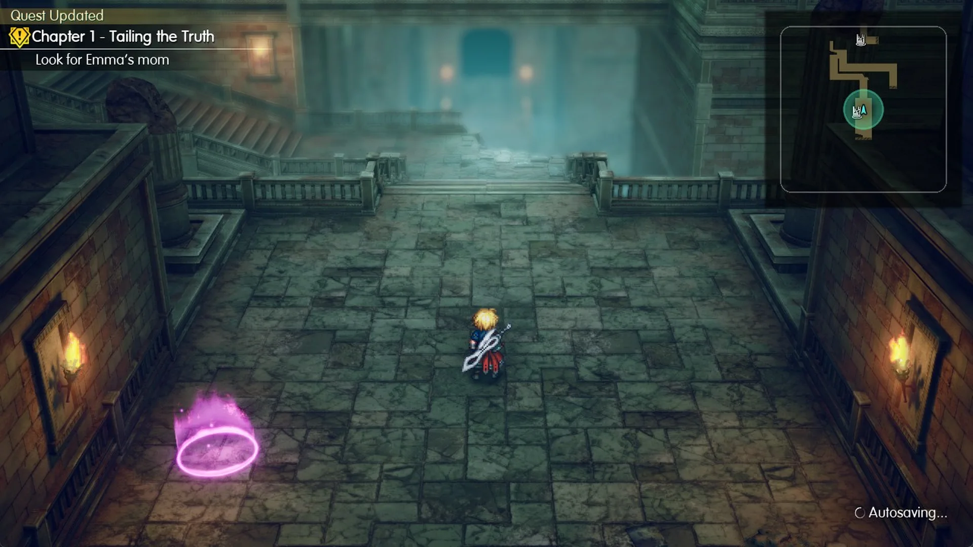 Entrance save circle with the objective Look for Emma's mom