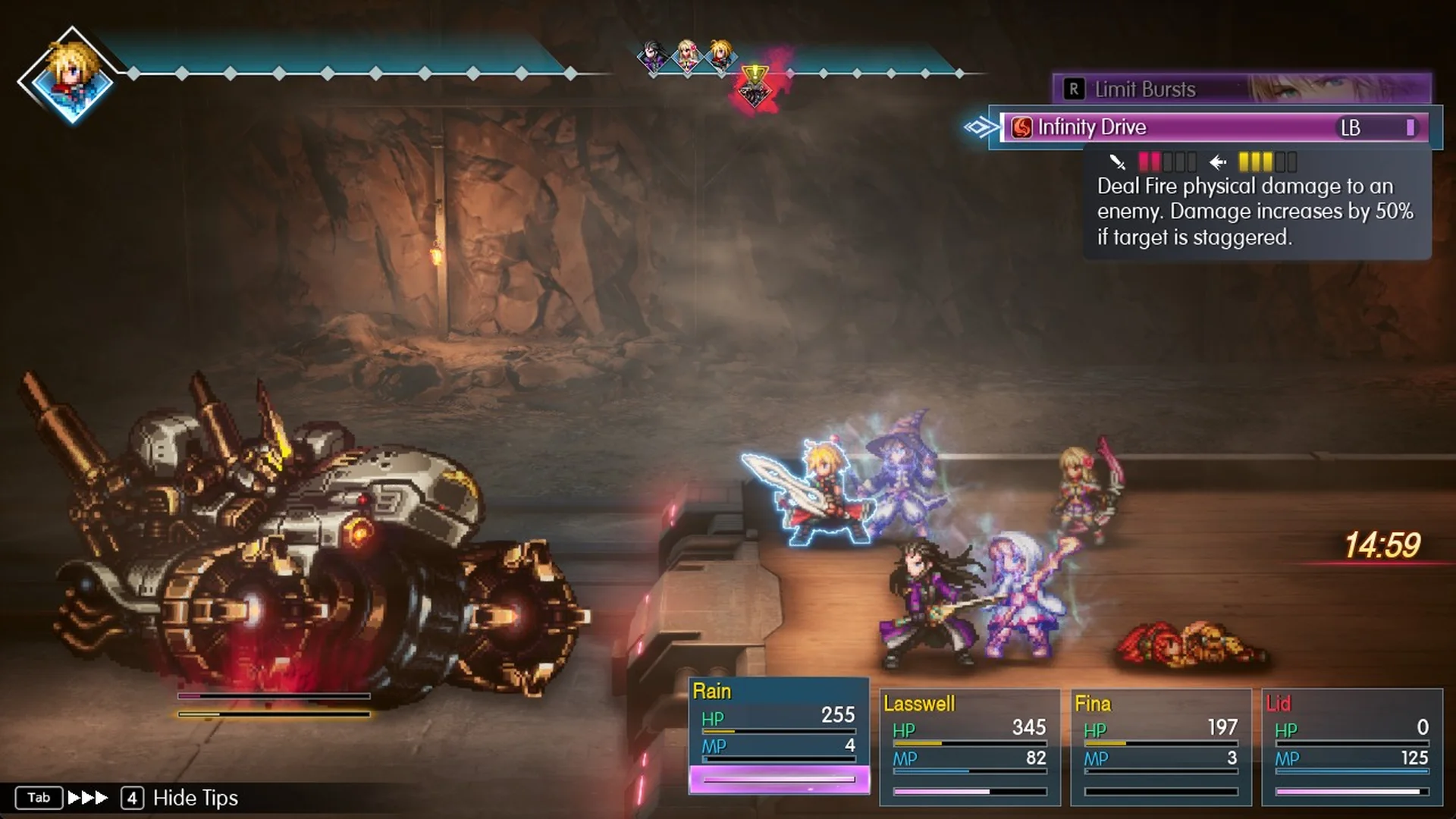 Limit Bursts bar with Rain's Infinity Drive and its description