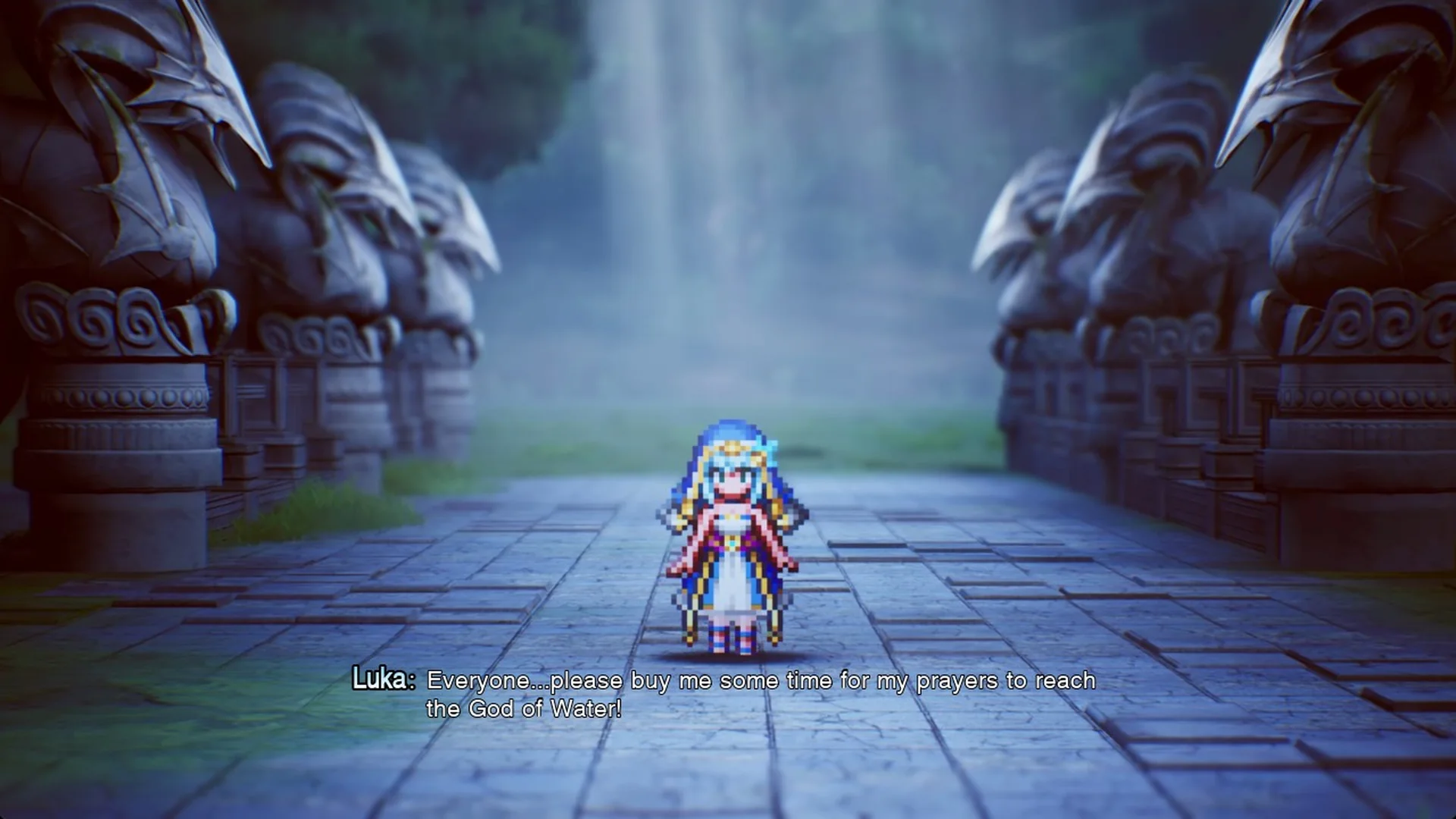 Luka: Everyone..please buy me some time for my prayers to reach the God of Water!