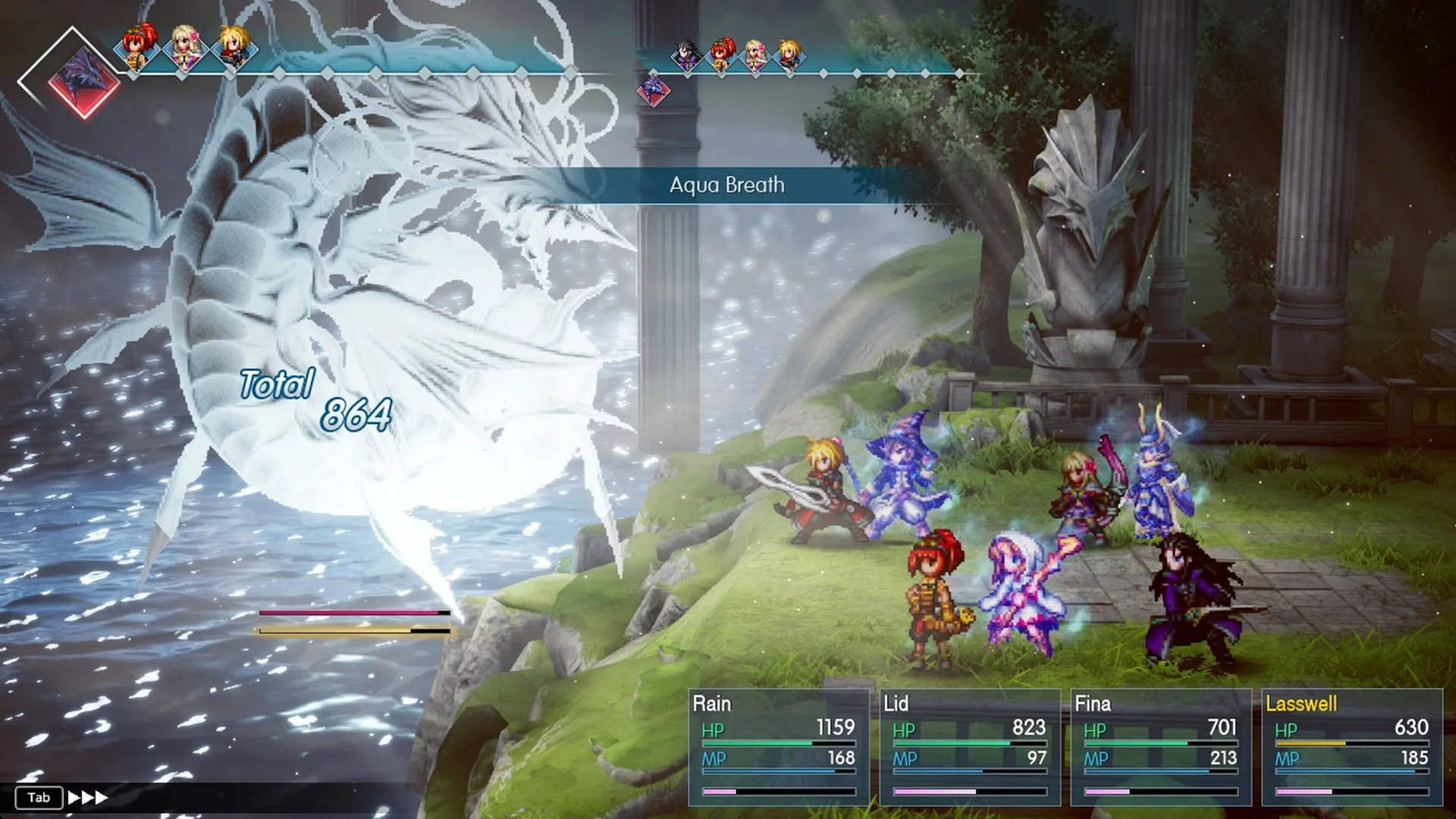 Leviathan's Aqua Breath banner hitting the whole party
