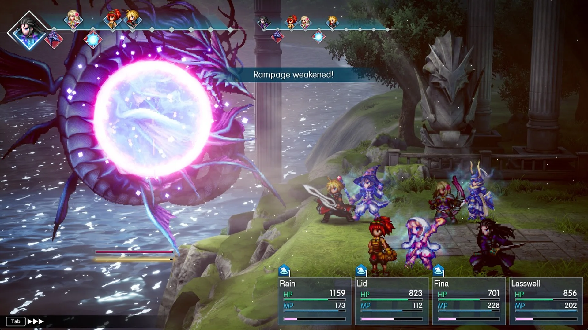 Rampage weakened! banner after an orb is destroyed