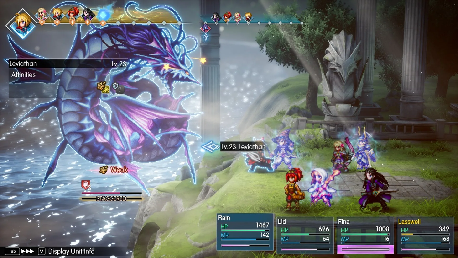 Thundara targeting Leviathan with the Weak tag