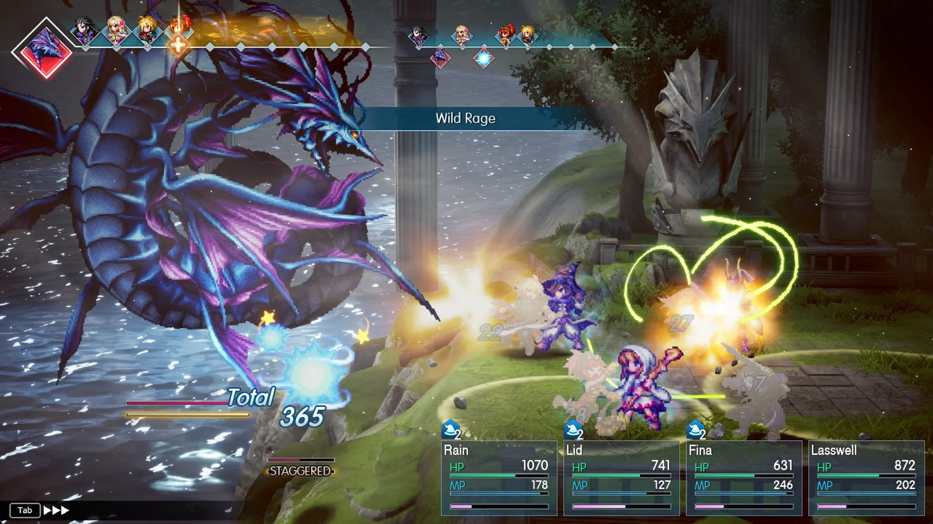 Leviathan's Wild Rage banner, a physical hit on the whole party