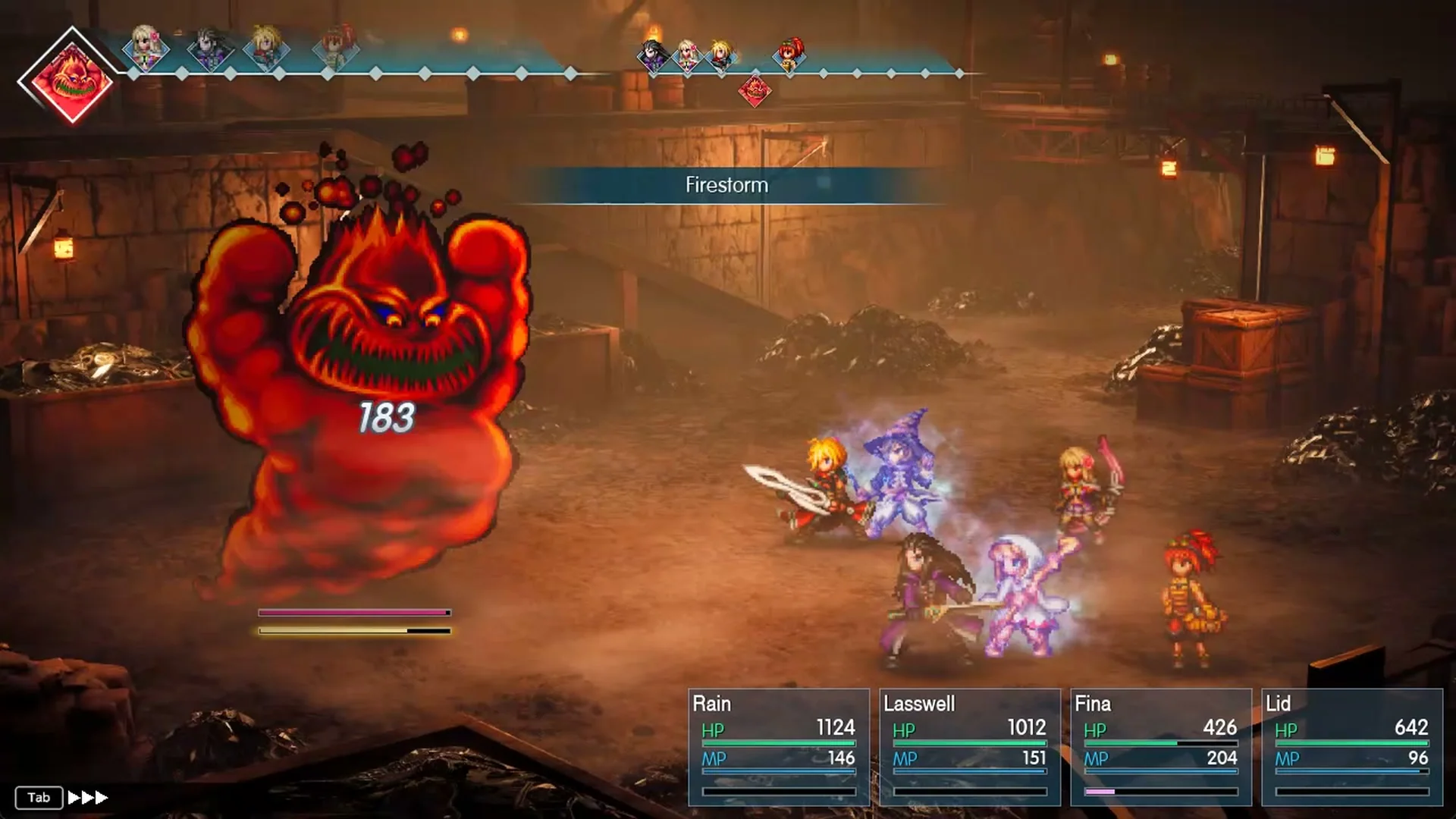 Mom Bomb using Firestorm on the whole party