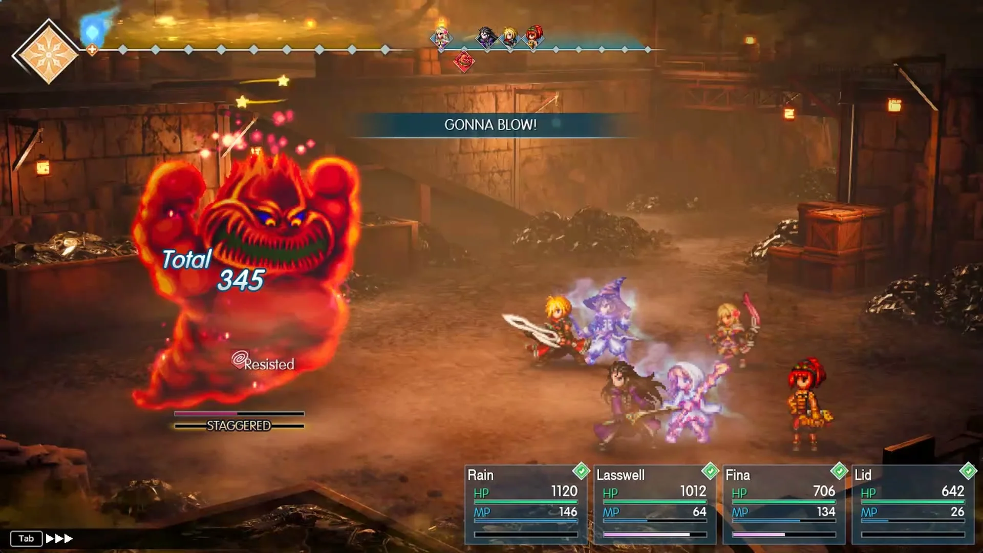 GONNA BLOW! banner over the staggered Mom Bomb