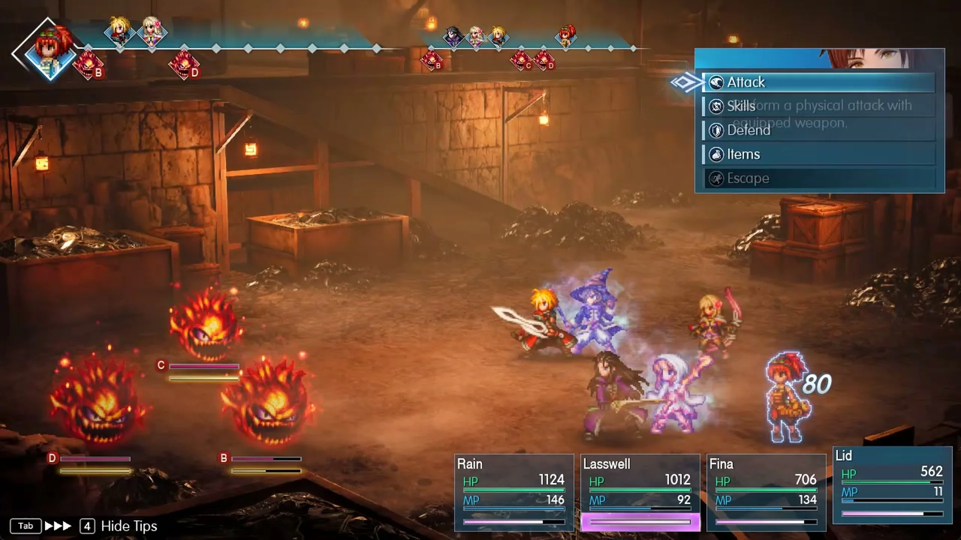 A Great Bomb's Bash hitting Lid for 80 damage