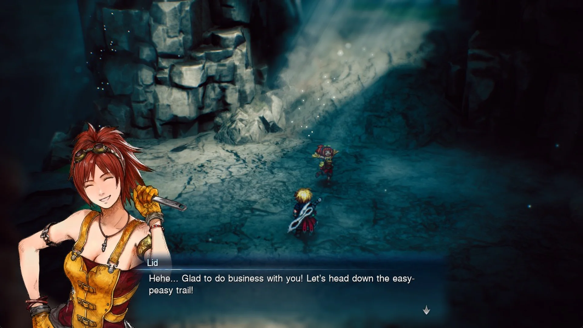 Lid saying Glad to do business with you after the 1,000 gil payment