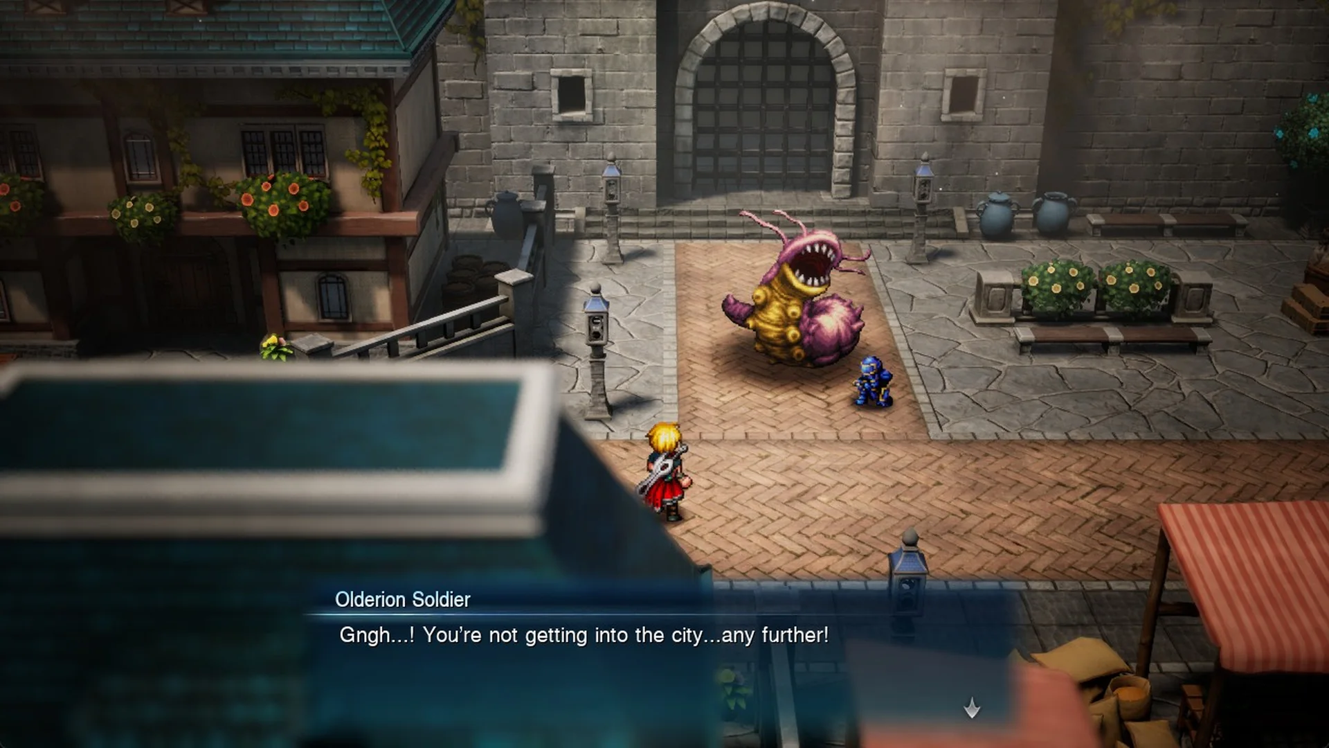 Olderion Soldier: You're not getting into the city...any further!