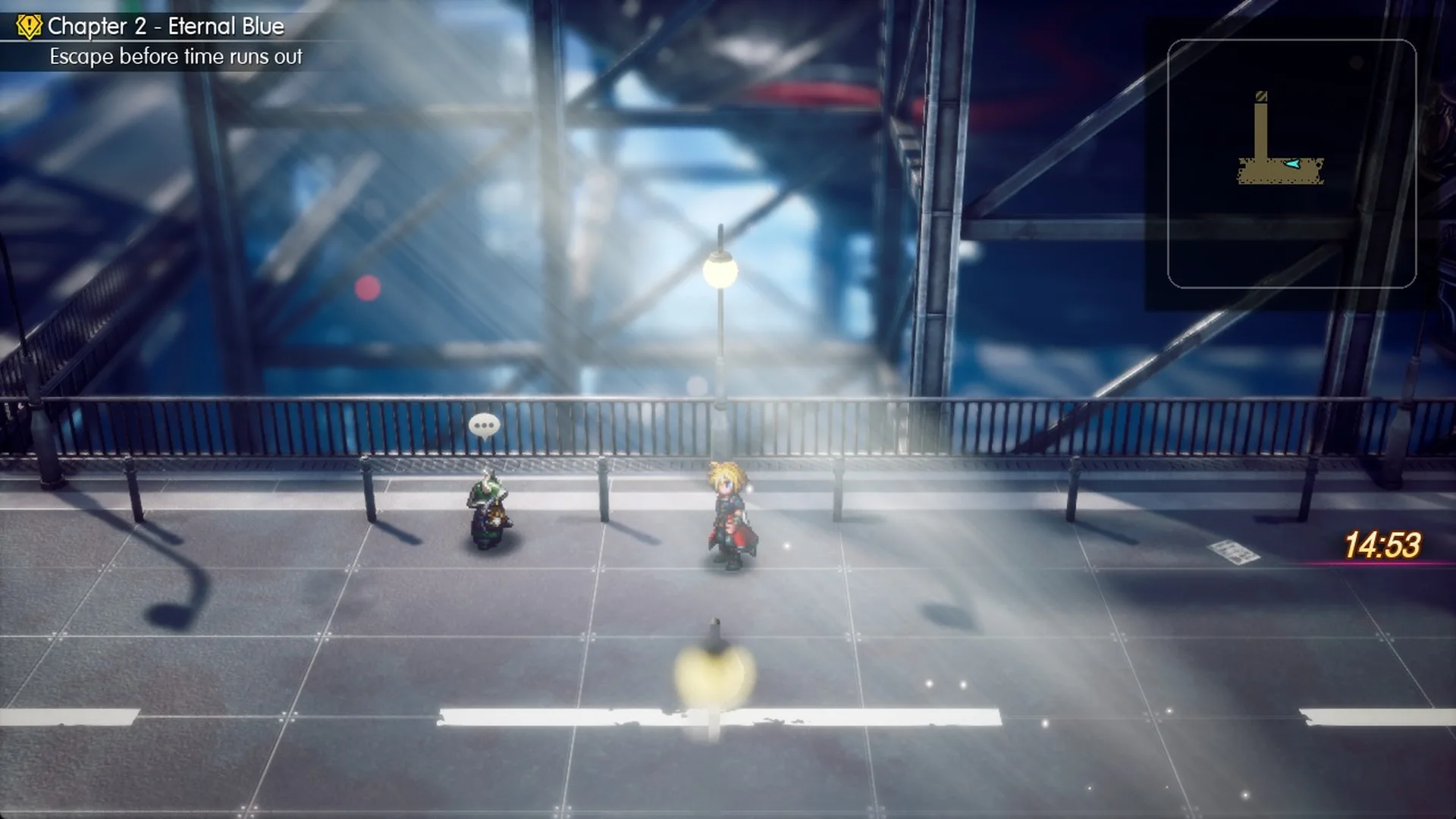 The Mobliz Shipyard roof with the escape countdown running at 14:53