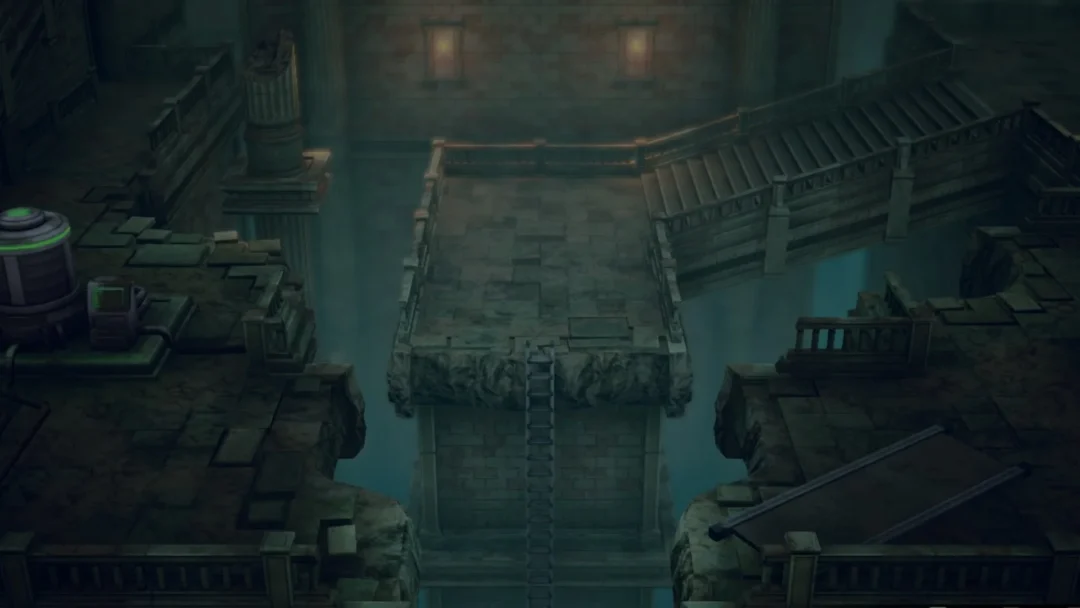 Stone ruins with a collapsed bridge in Final Fantasy Resonance