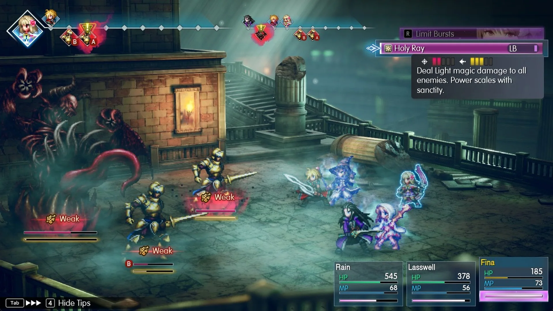 Fina's Holy Ray Limit Burst tooltip in Final Fantasy Resonance