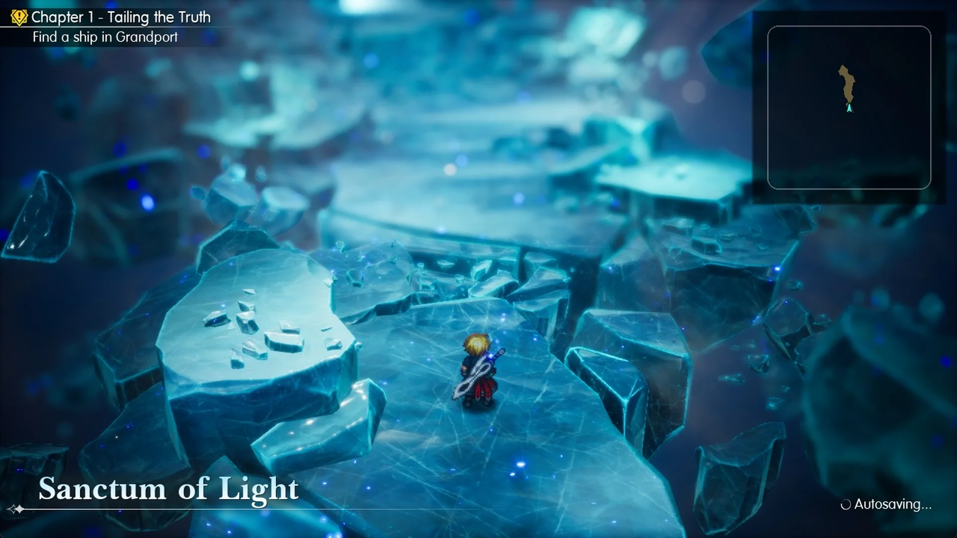 Sanctum of Light banner on the crystal path inside the sanctum in Final Fantasy Resonance