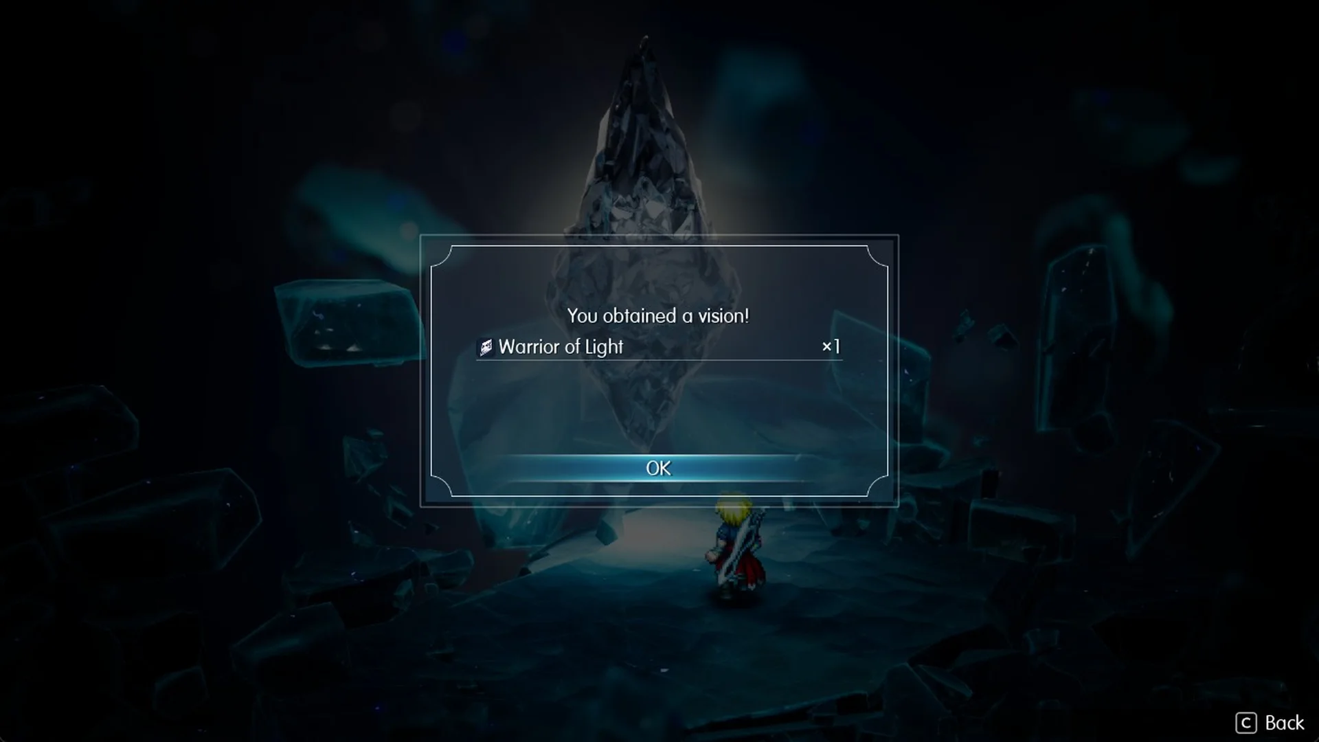 You obtained a vision message with Warrior of Light x1 in Final Fantasy Resonance
