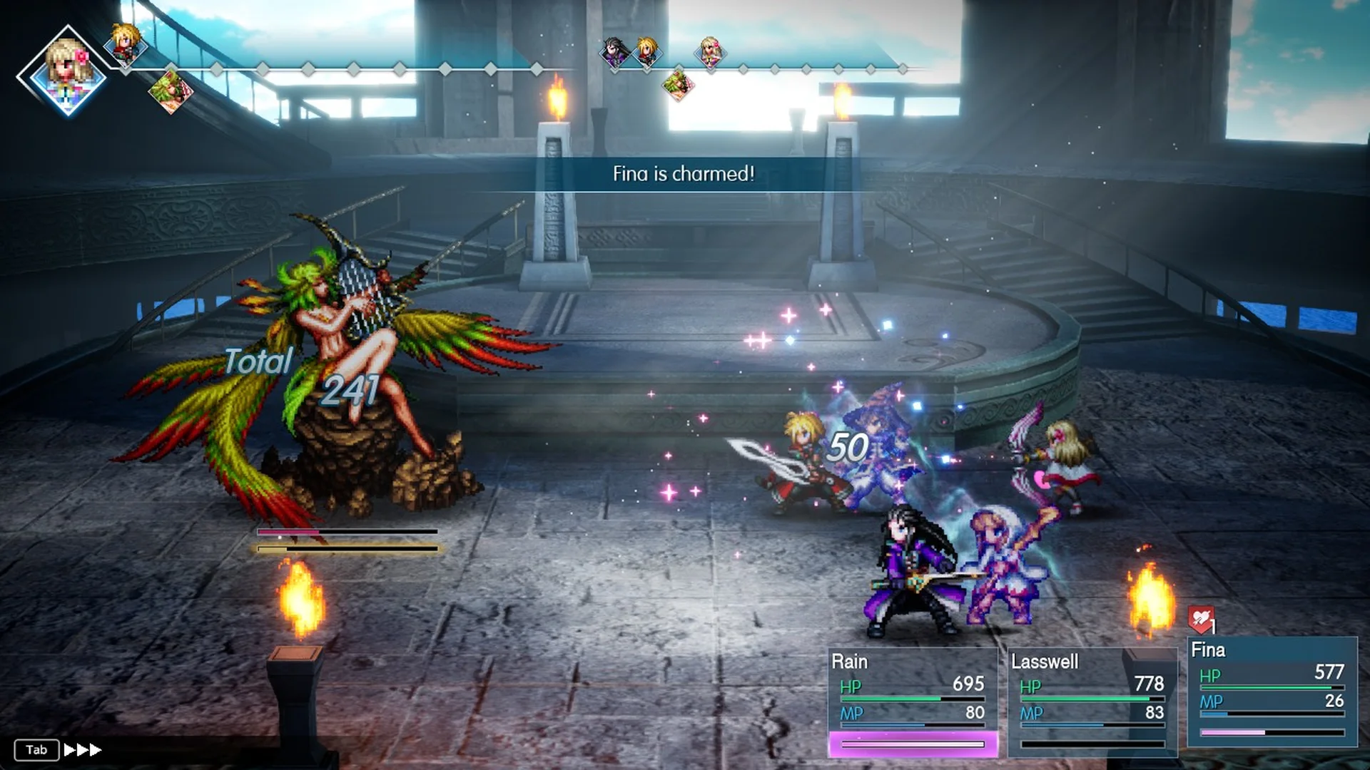 Message Fina is charmed during the Siren boss fight