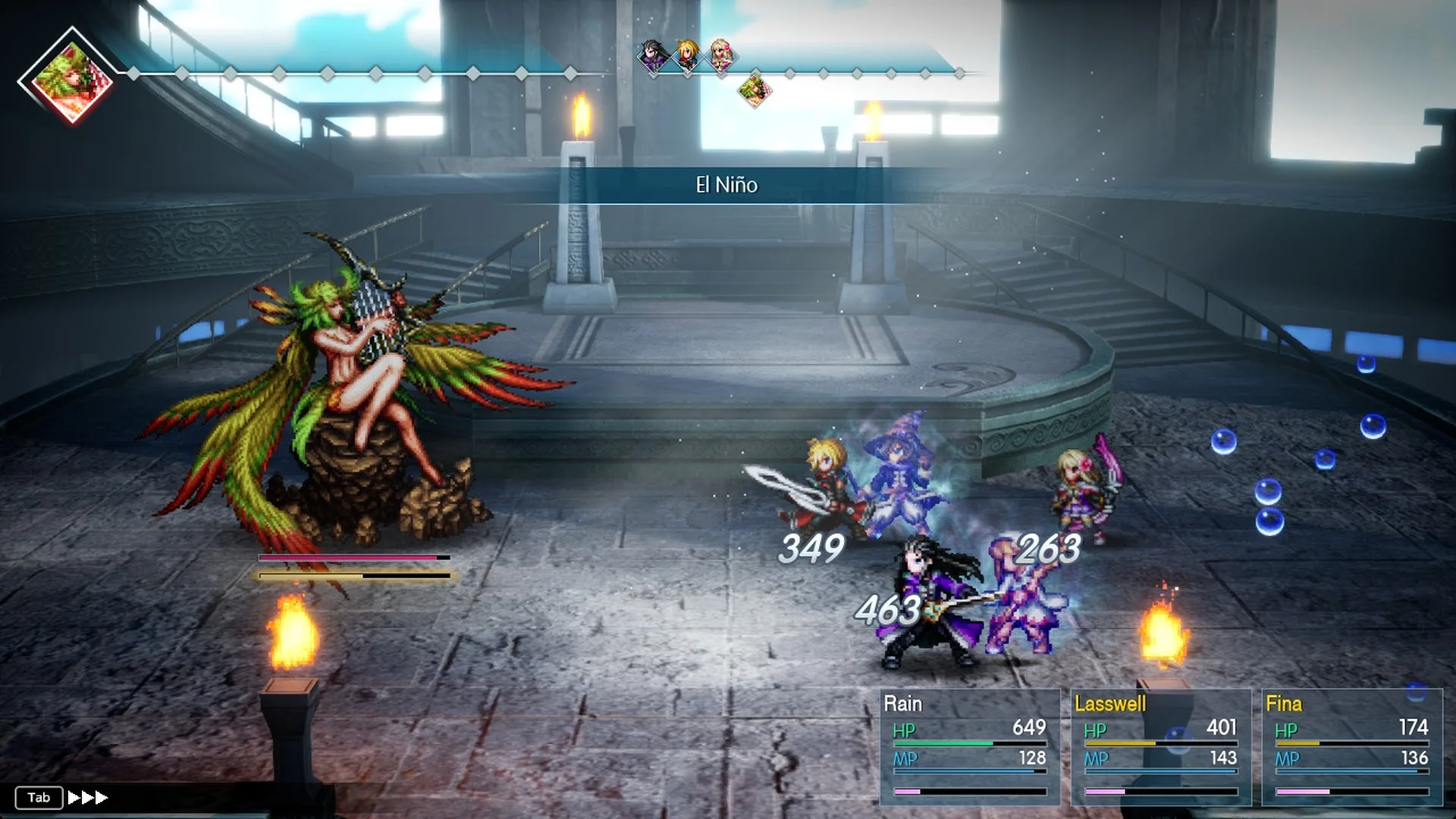 Siren's El Nino hitting the whole party with Water damage
