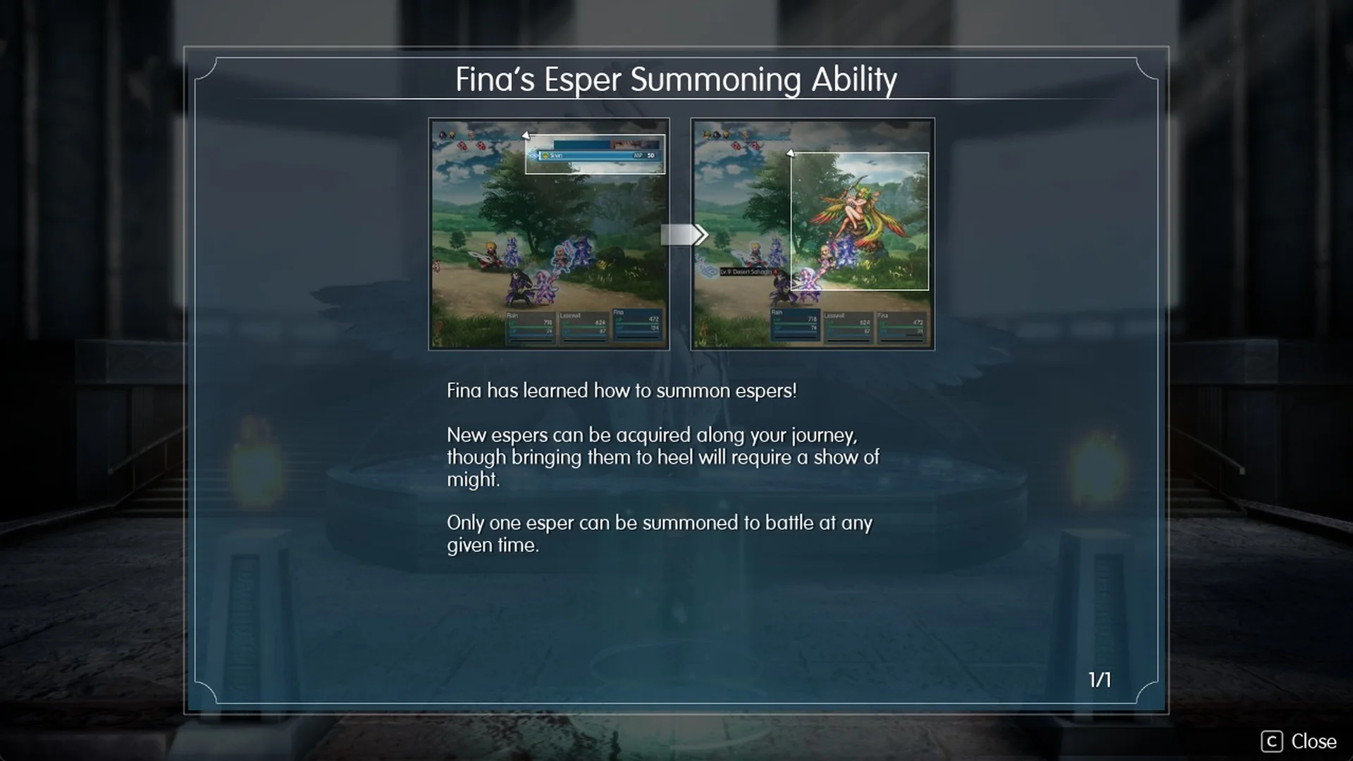 Fina's Esper Summoning Ability tutorial