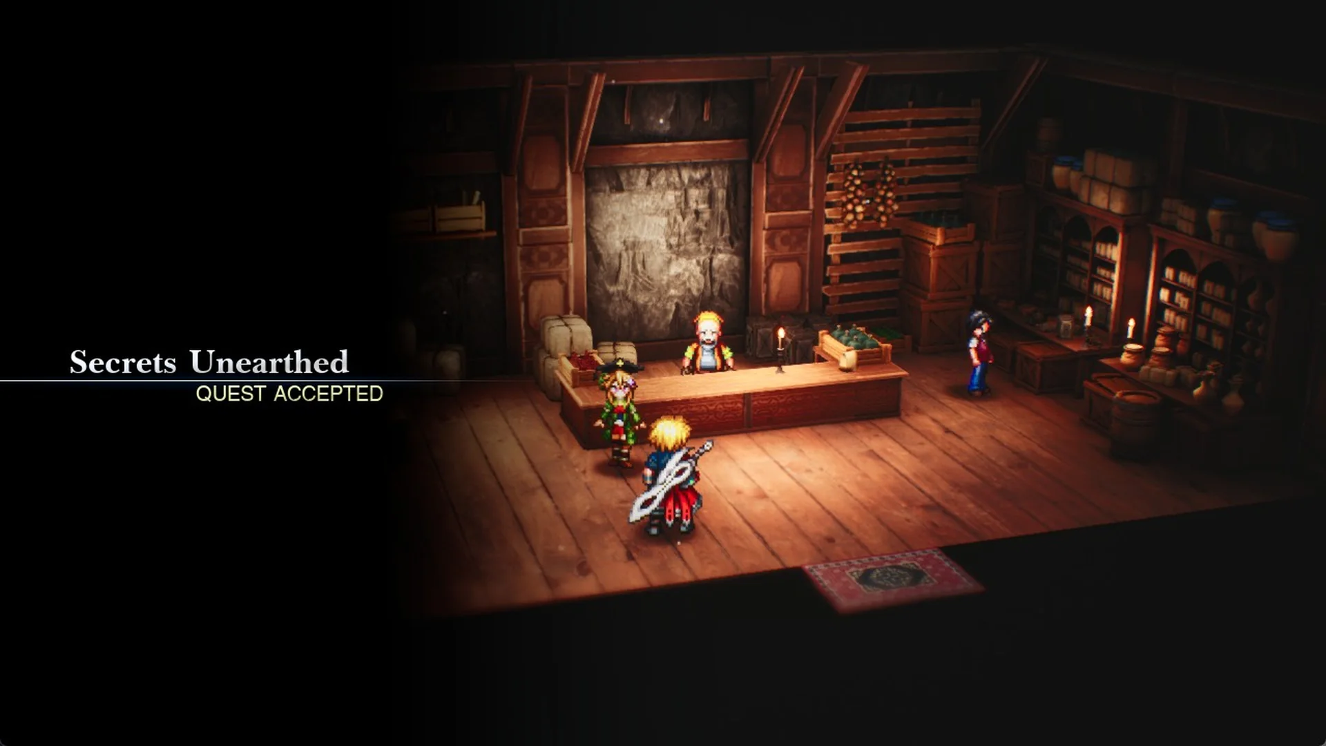 QUEST ACCEPTED banner for the side quest Secrets Unearthed
