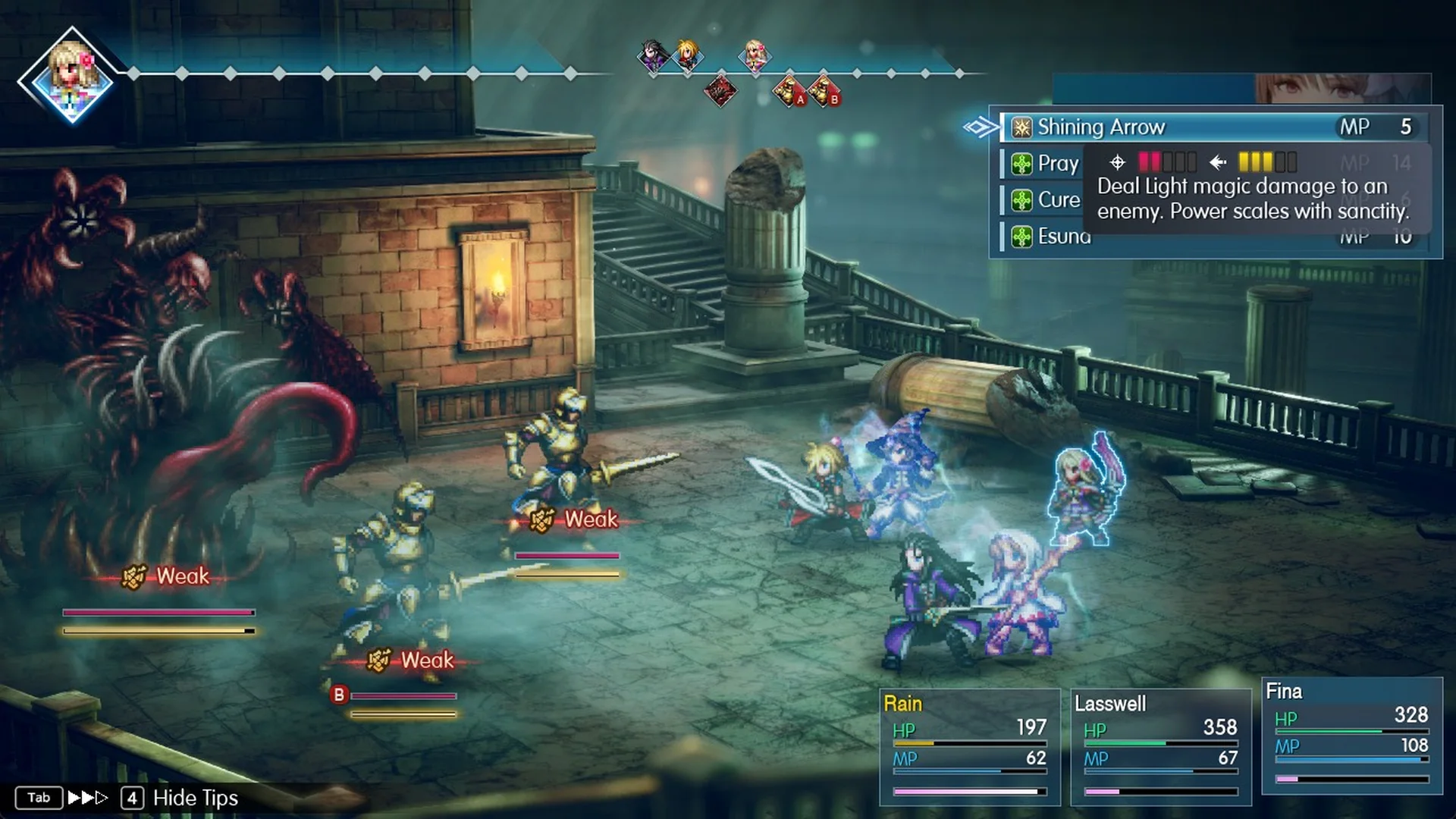 Shining Arrow showing Weak on The Hunger v2 and both soldiers
