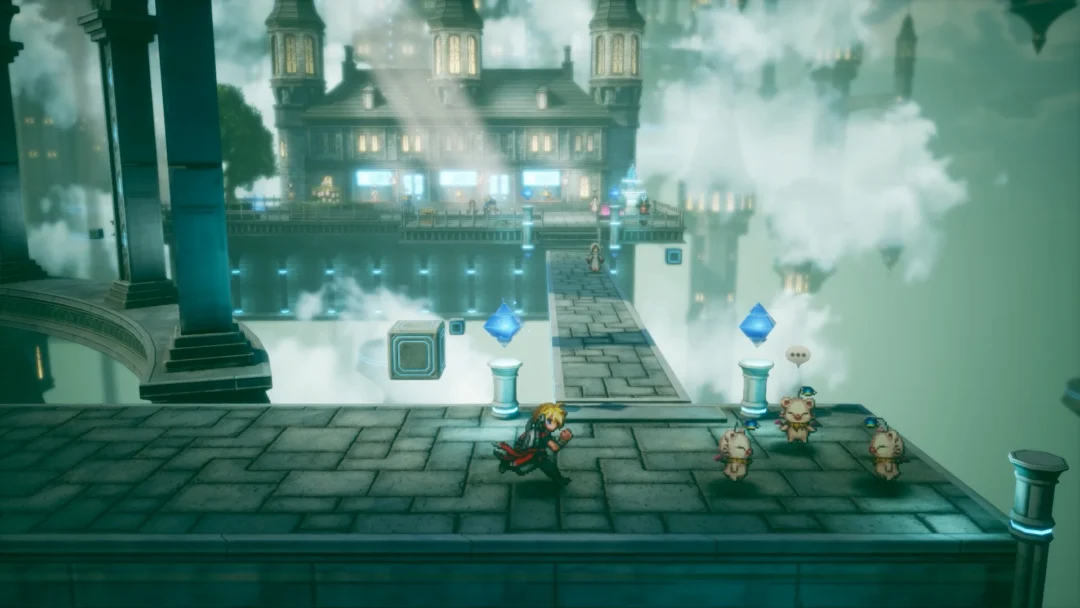 Party exploring a tower in Final Fantasy Resonance