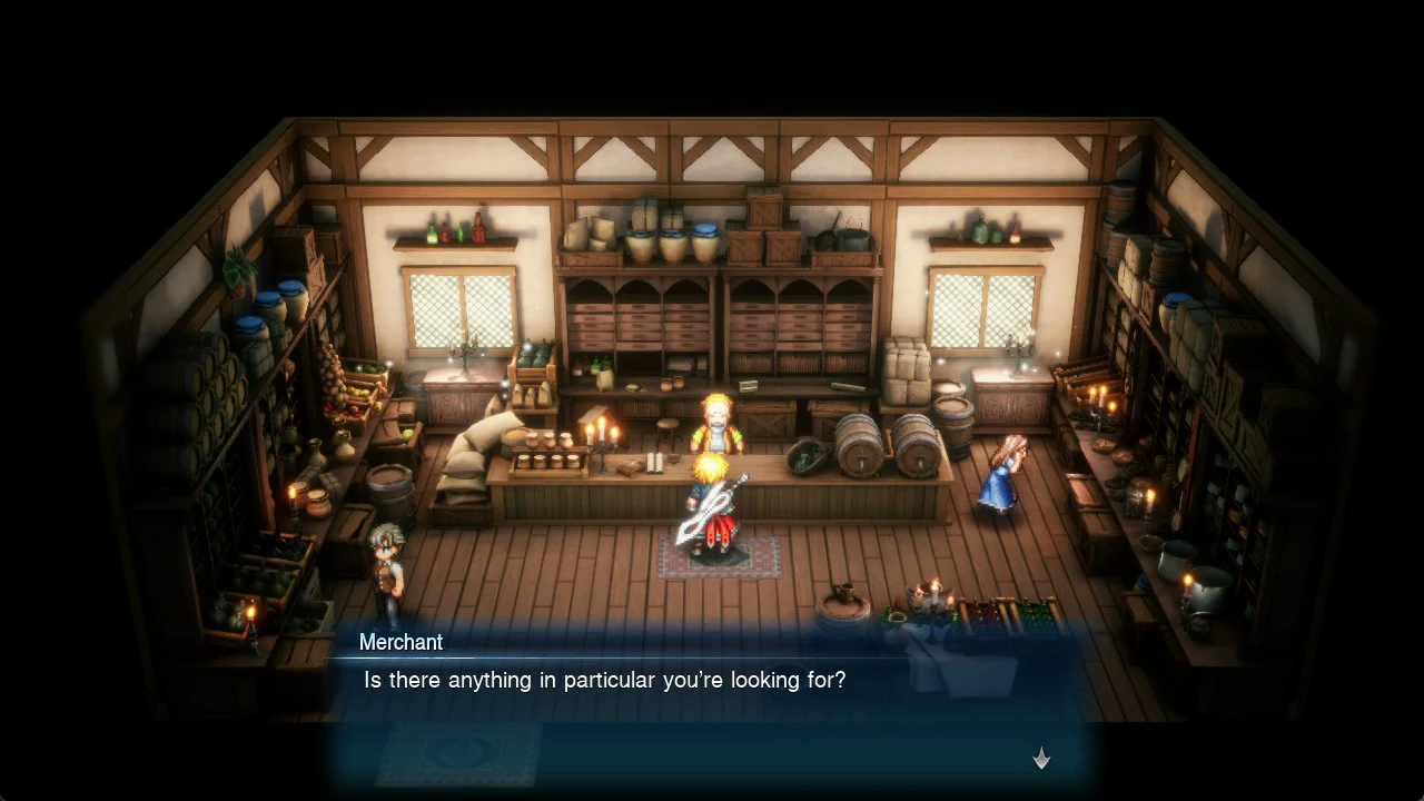 Merchant in the Mitra item shop asking if there is anything in particular you are looking for