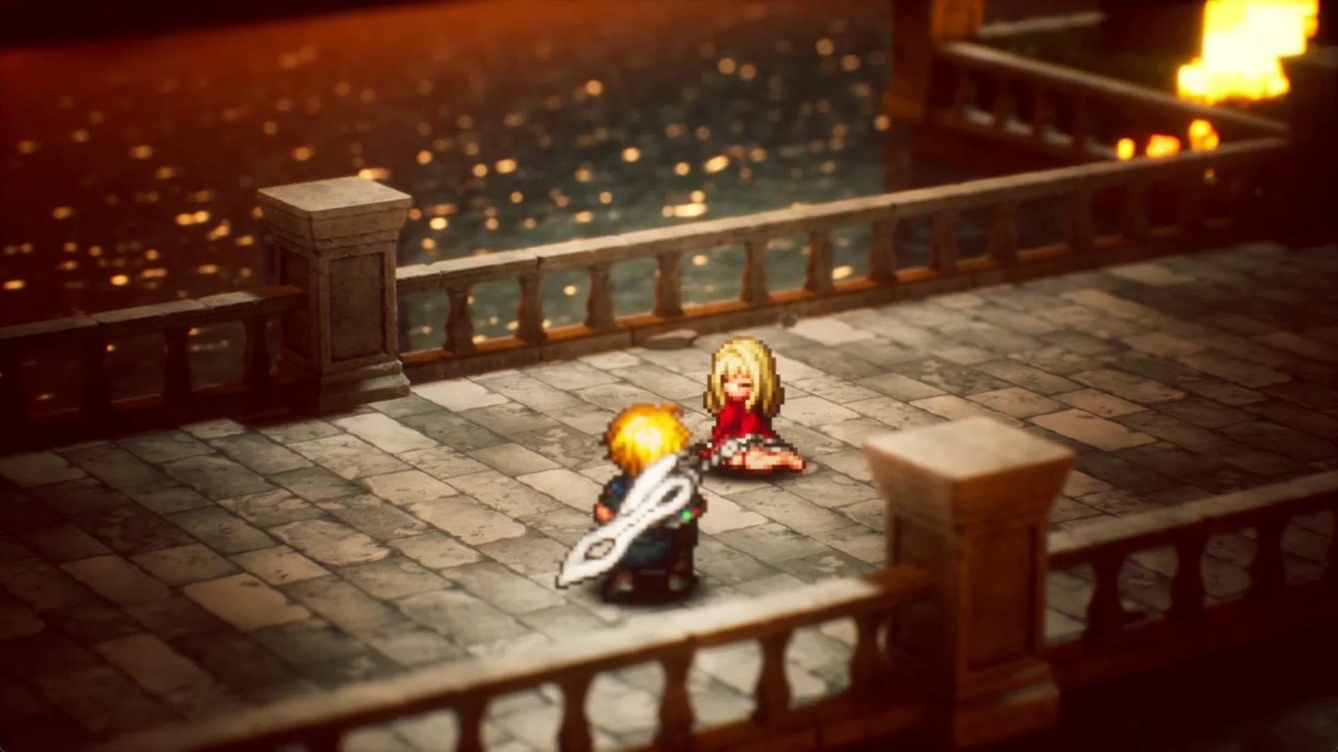 Fina sitting beside Rain on the castle grounds after the Umbra fight