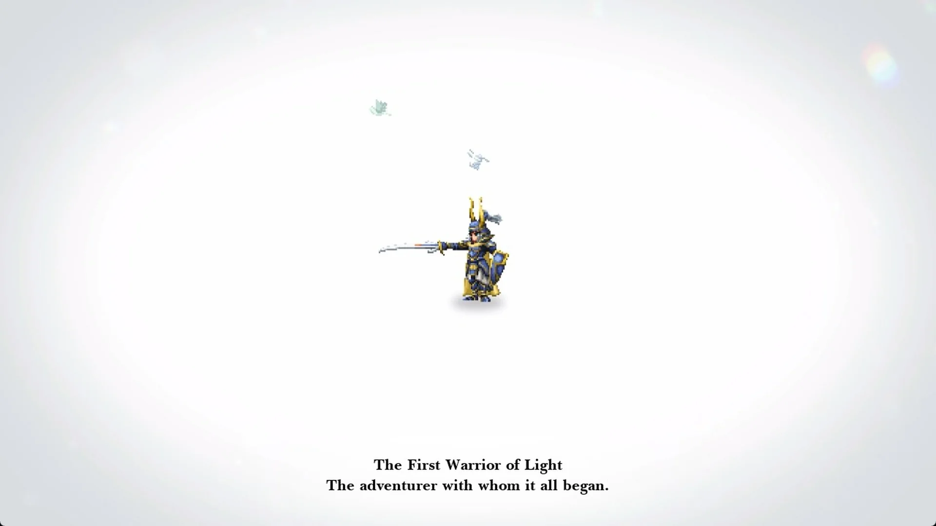 The First Warrior of Light Vision title card in a Sanctum of Light in Final Fantasy Resonance