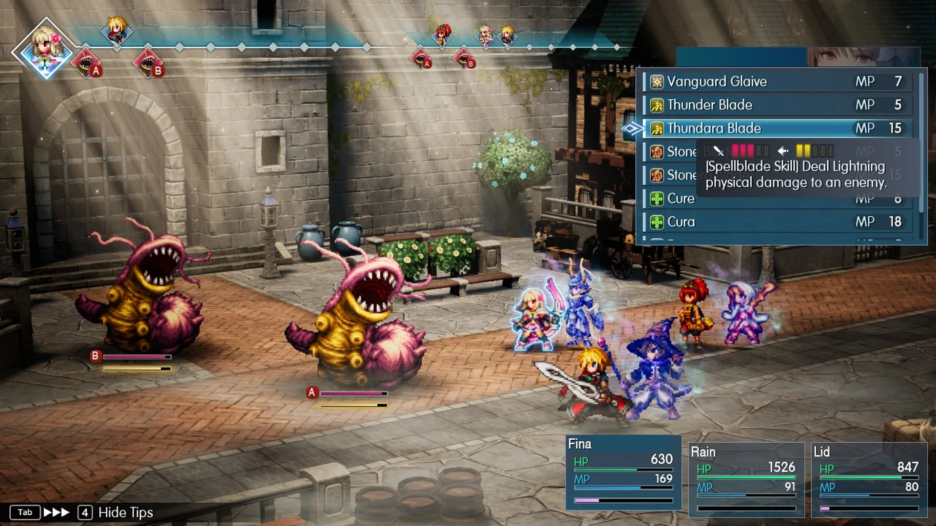 Warrior of Light's Skills with Thundara Blade 15 MP