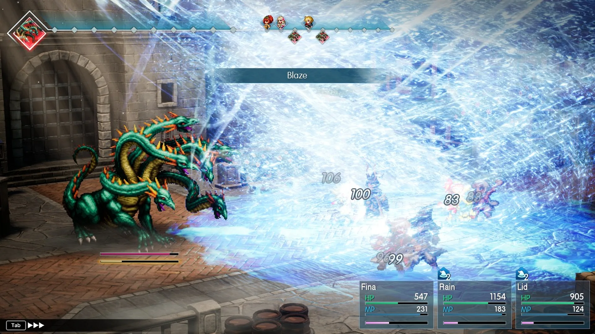 Water Dragon uses Blaze on the whole party