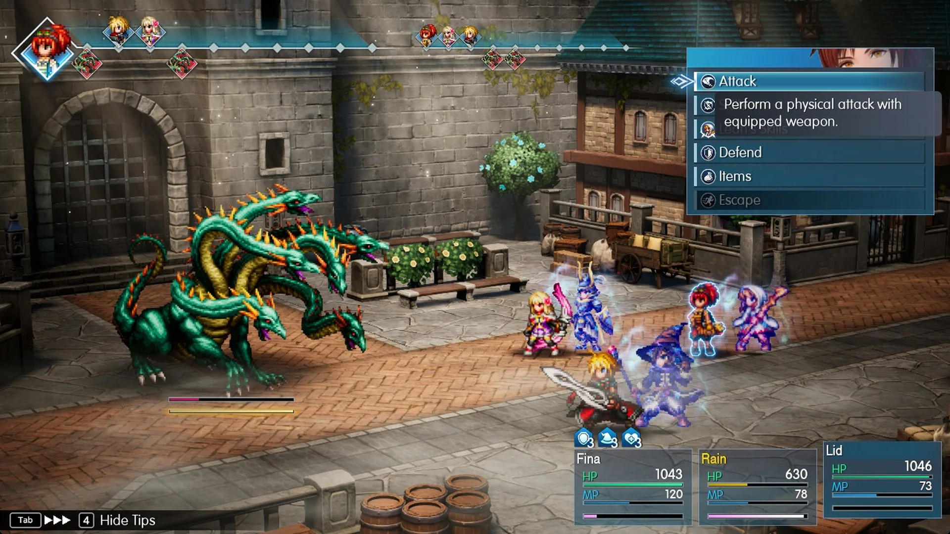 Water Dragon with its HP bar almost empty