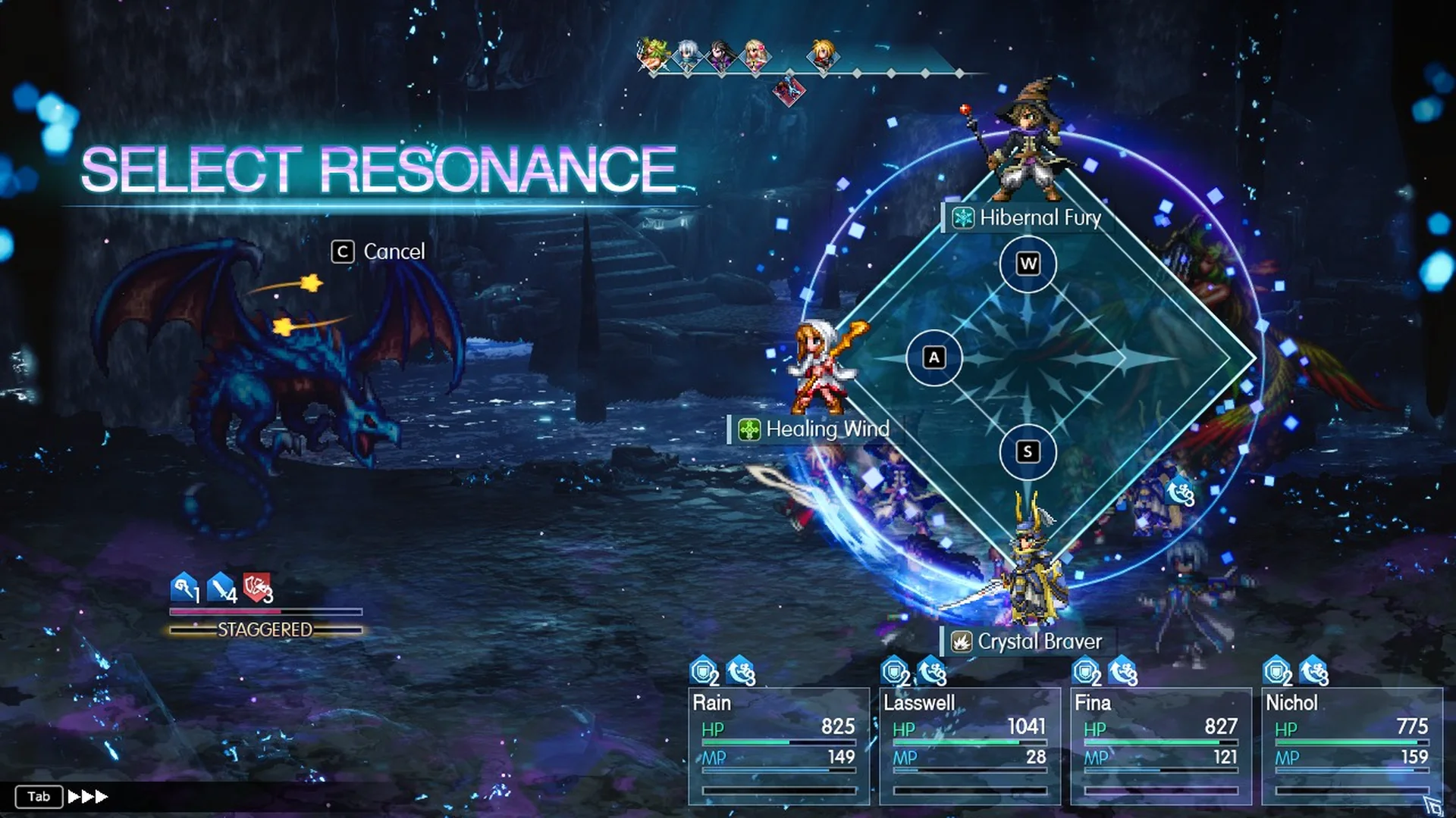SELECT RESONANCE with Hibernal Fury, Healing Wind and Crystal Braver