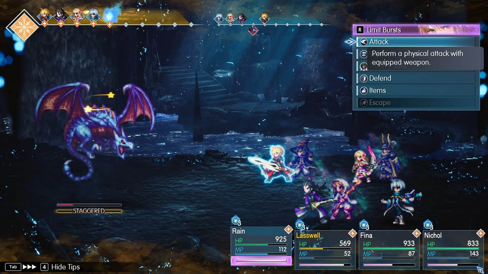 Limit Bursts menu during the third stagger