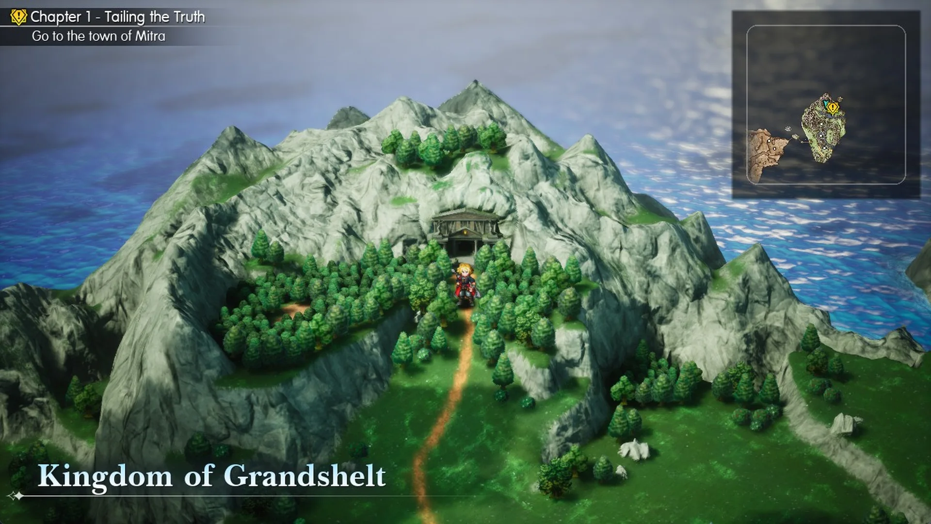 Rain on the Kingdom of Grandshelt world map just outside the Earth Shrine