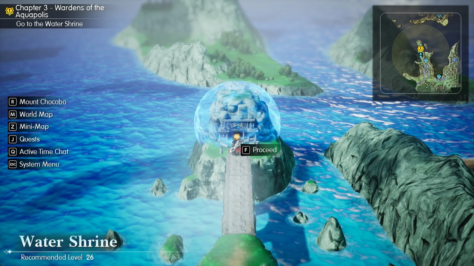 World Map: Water Shrine, Recommended Level 26, F Proceed