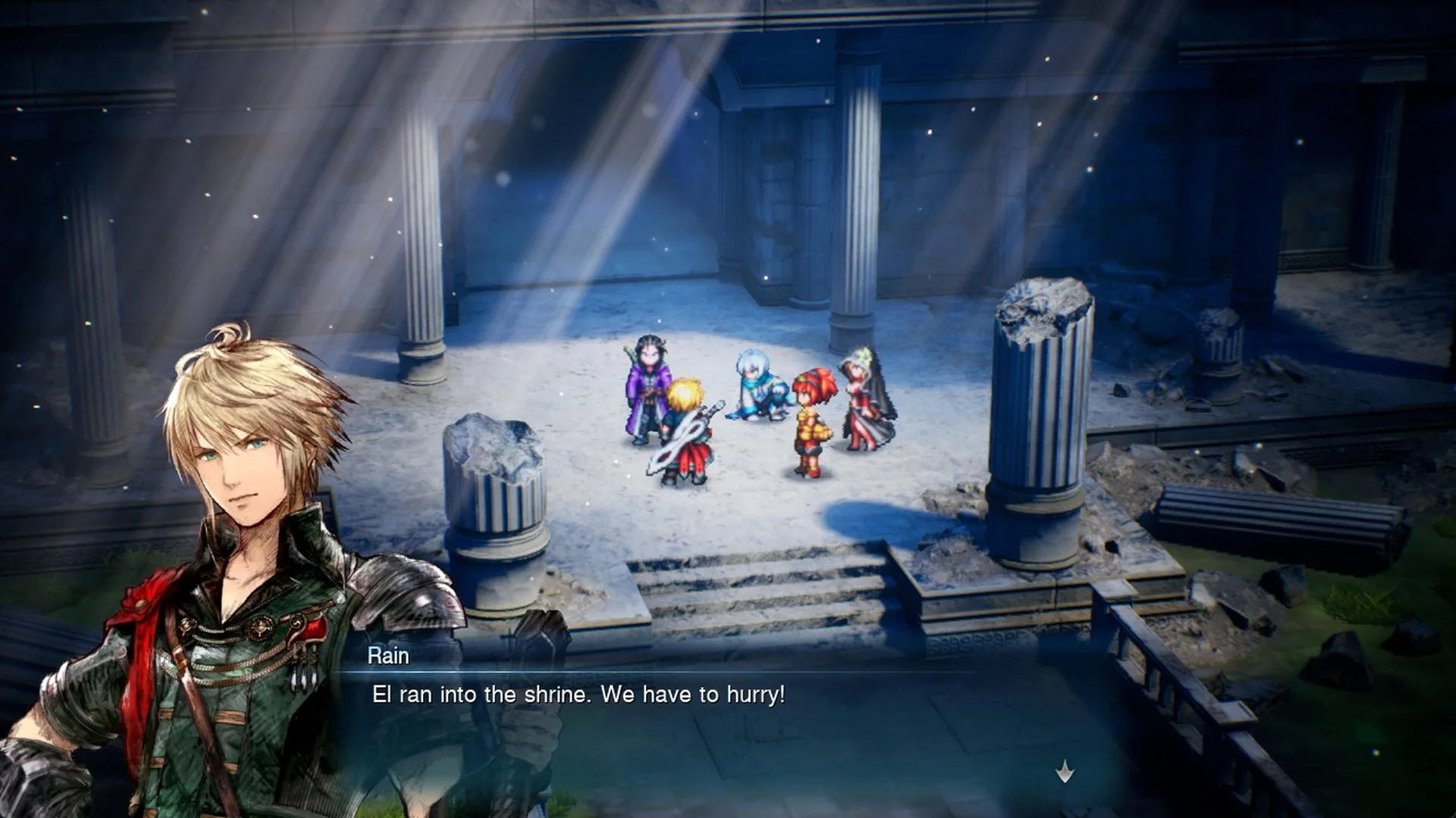Rain: El ran into the shrine. We have to hurry!