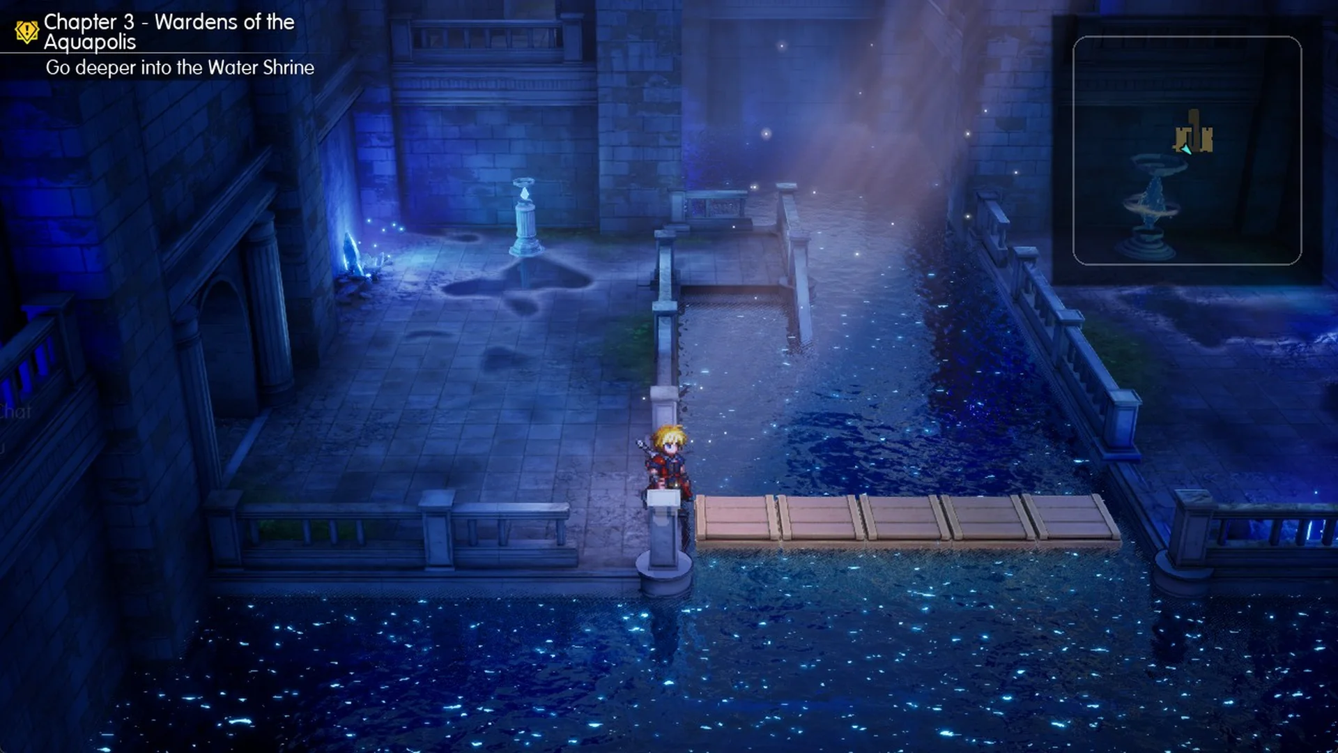 Rain on the bridge of five floating crates in Area 4
