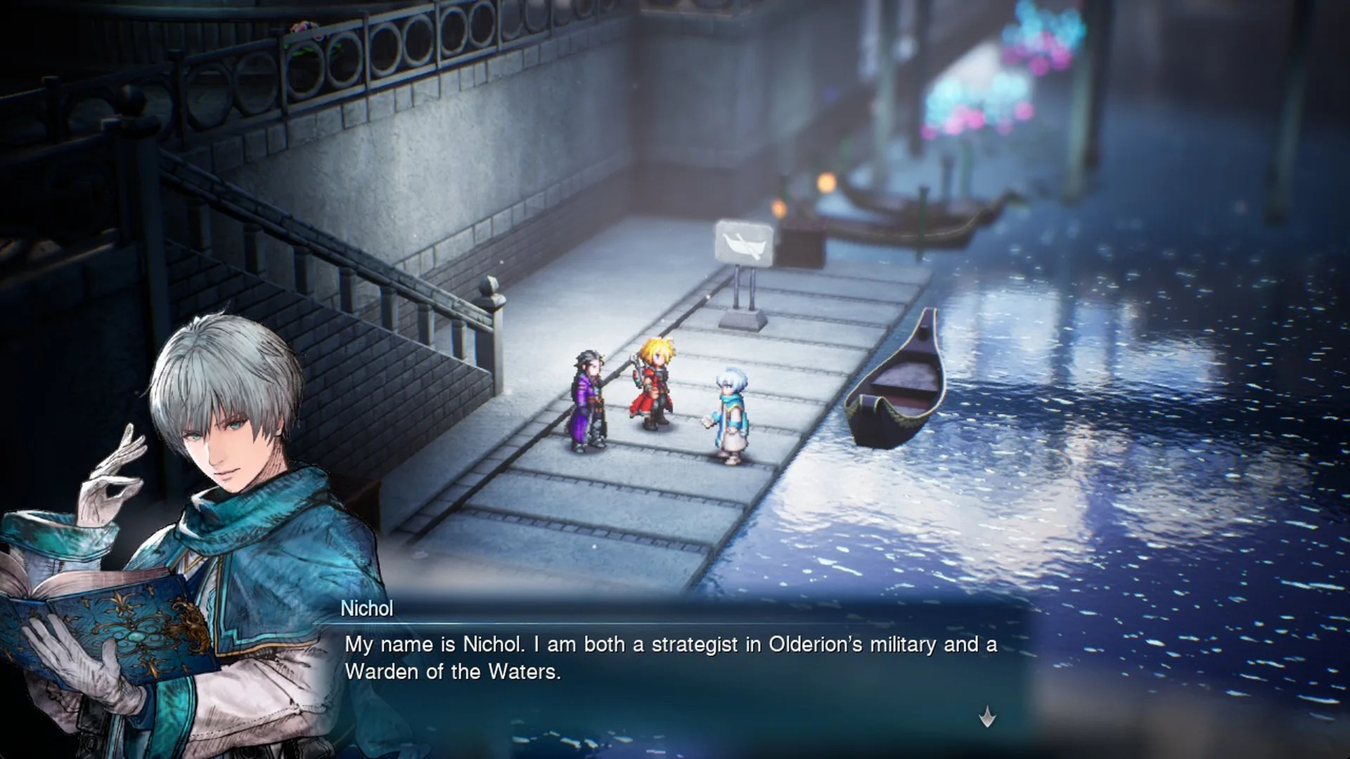 Nichol: My name is Nichol. I am both a strategist in Olderion's military and a Warden of the Waters.