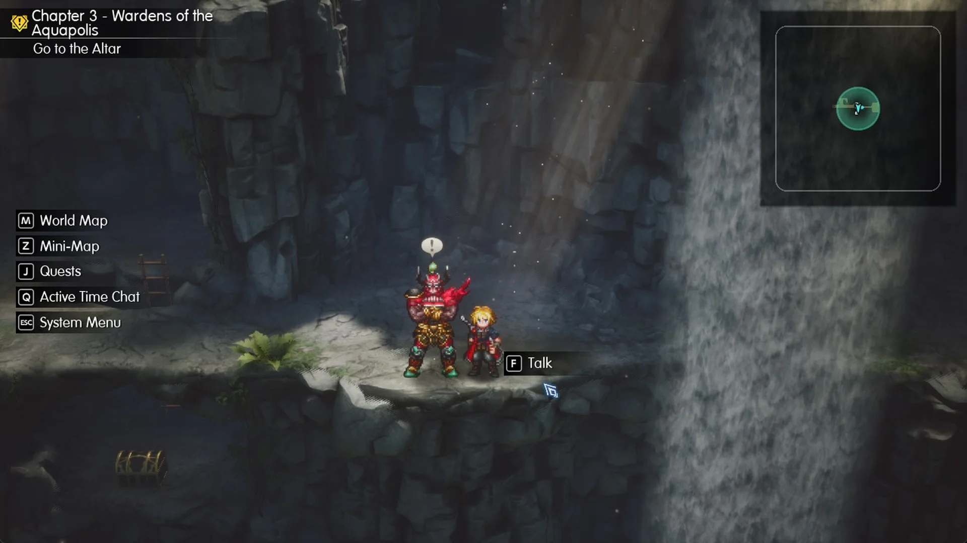 Gilgamesh in the 3F corridor with F Talk