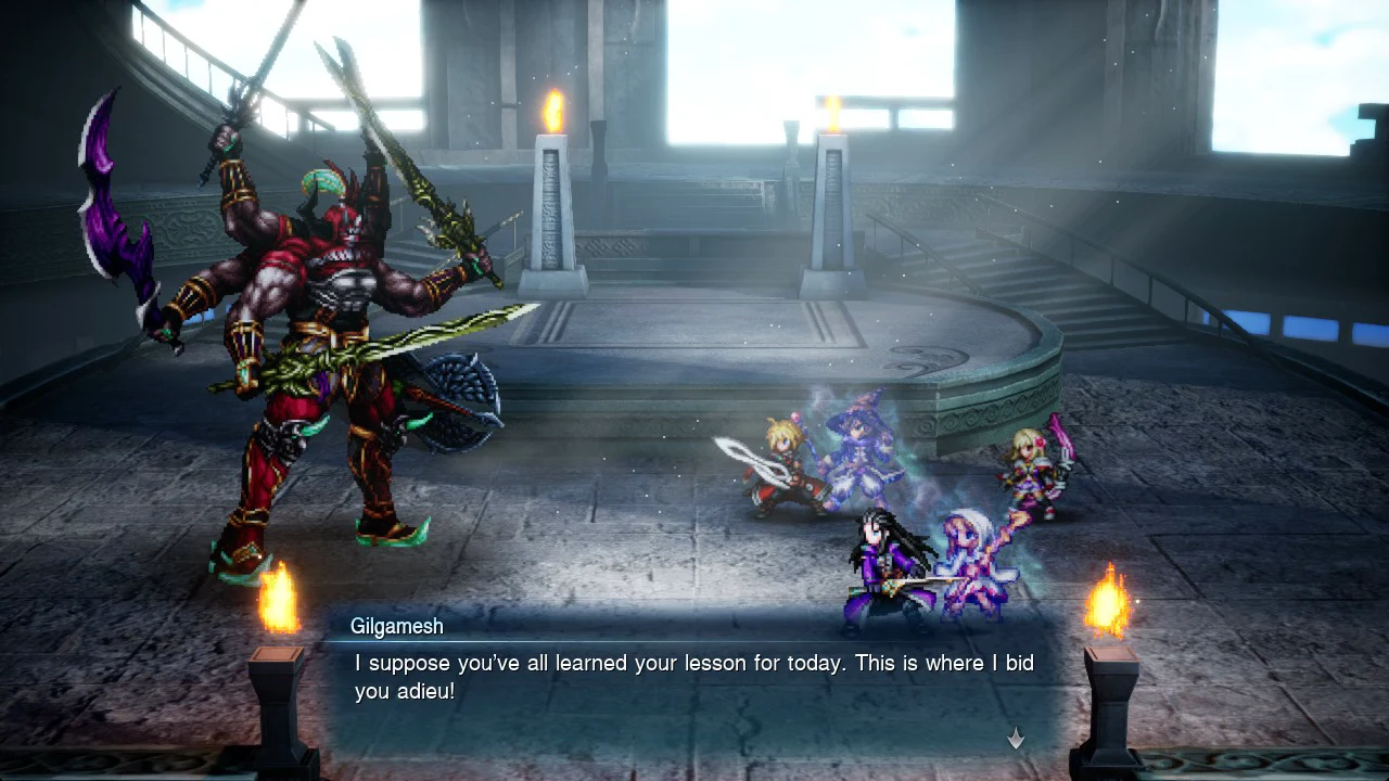 Gilgamesh's farewell line in the dialogue box as the Siren's Tower fight ends