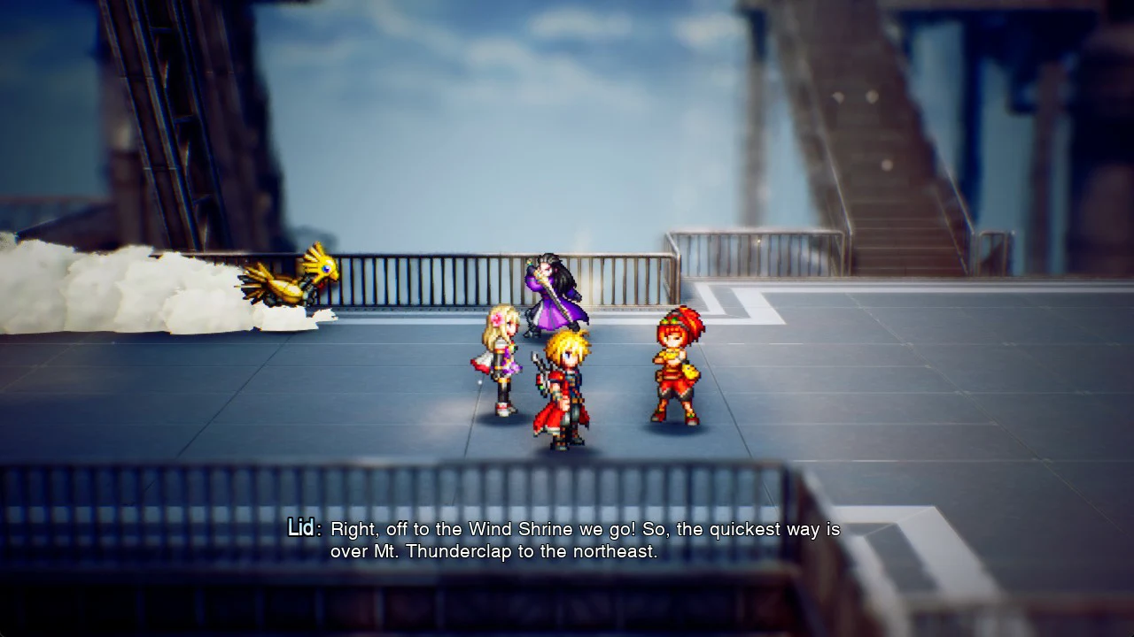 Lid's dialogue pointing the party over Mt. Thunderclap to the northeast to reach the Wind Shrine
