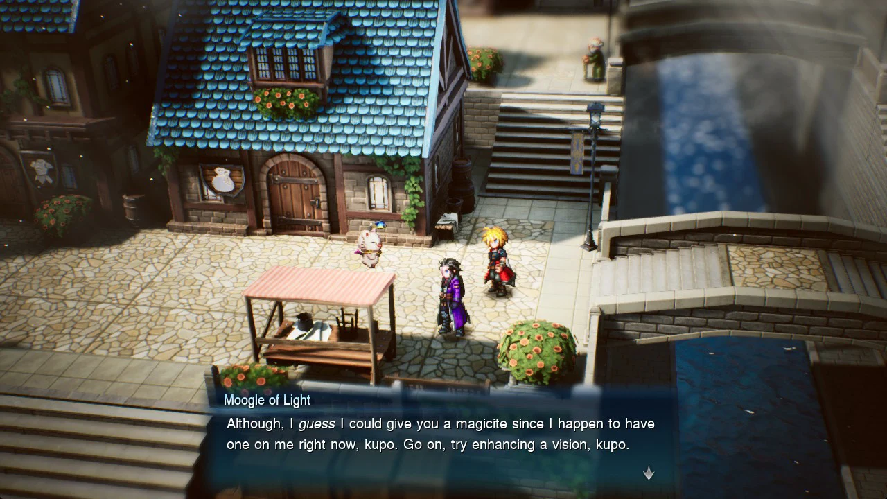 Moogle of Light dialogue explaining that a magicite can be used to enhance a vision