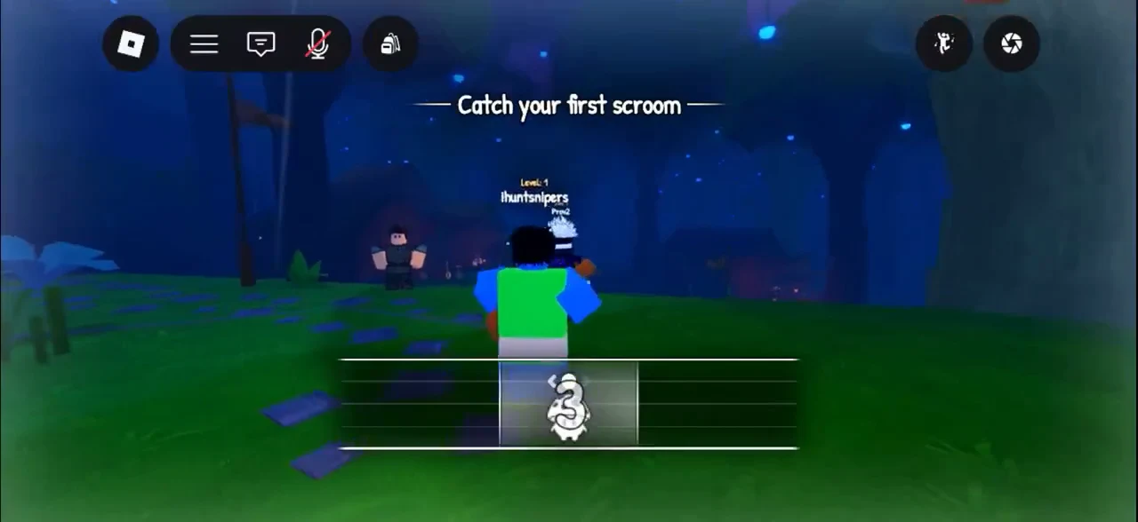The Catch your first scroom objective active with the scroom icon in the bottom meter