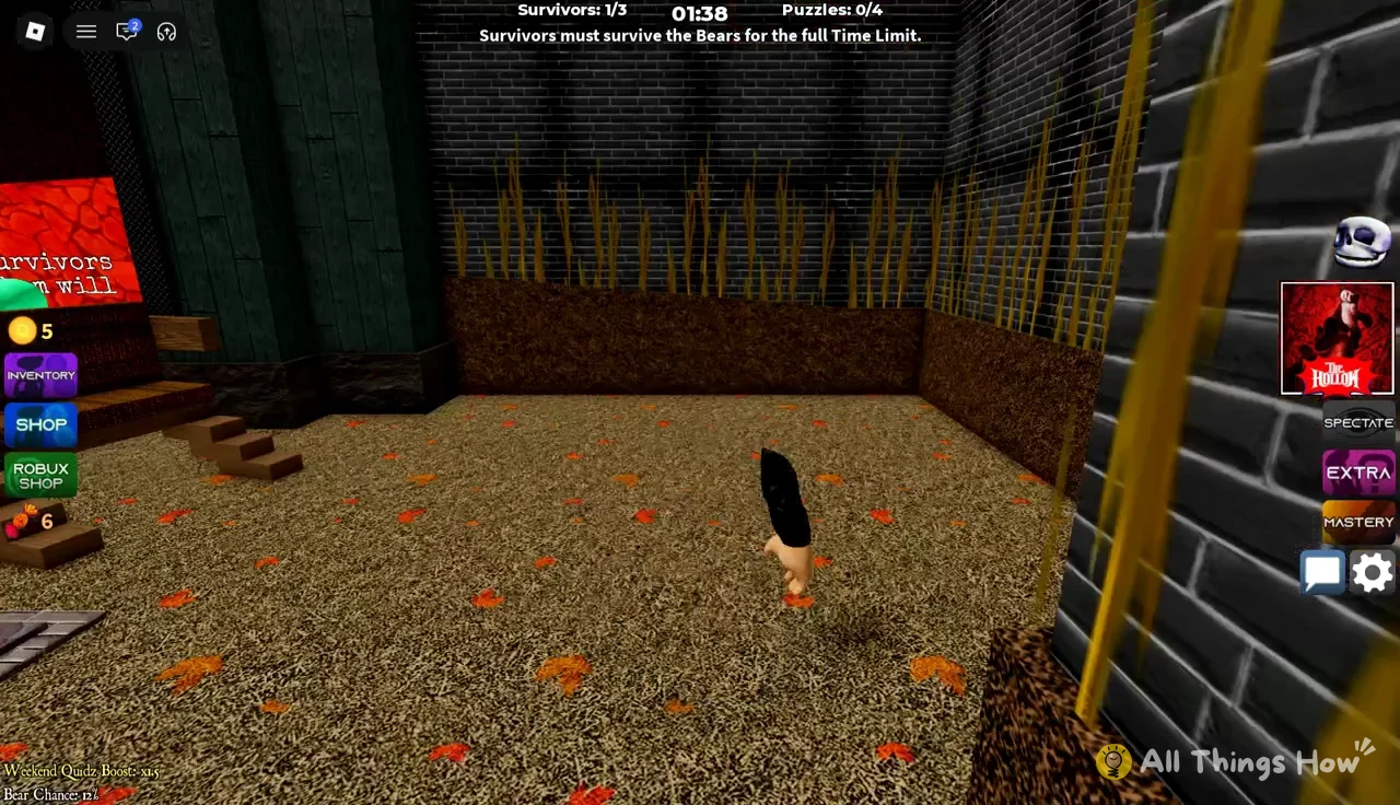 Last remaining survivor moving through a fenced arena while the round timer counts down