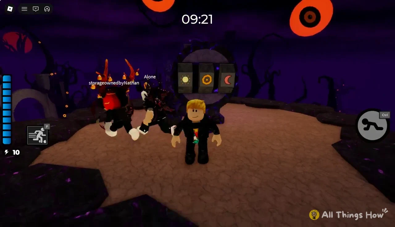 Players next to a symbol selector showing a sun, hexagon, and crescent with 09:21 on the timer
