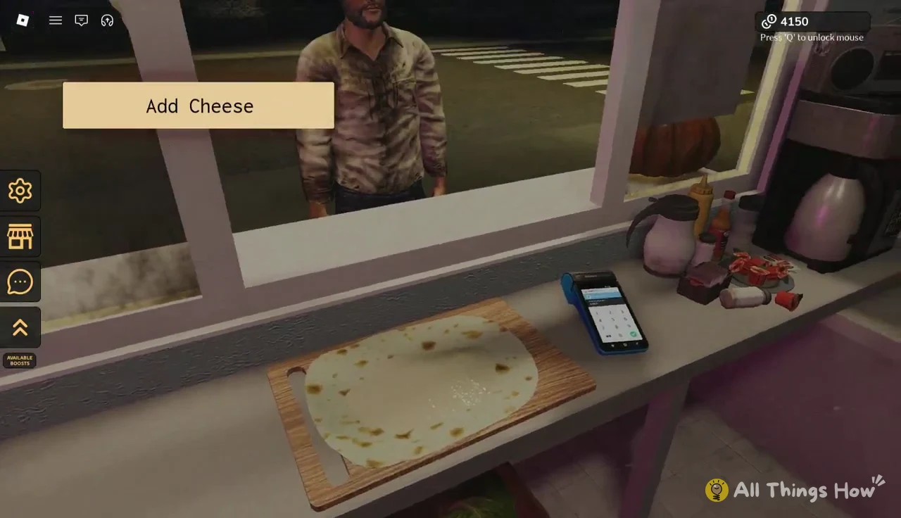 Add Cheese prompt shown above the counter while a wrap is being built