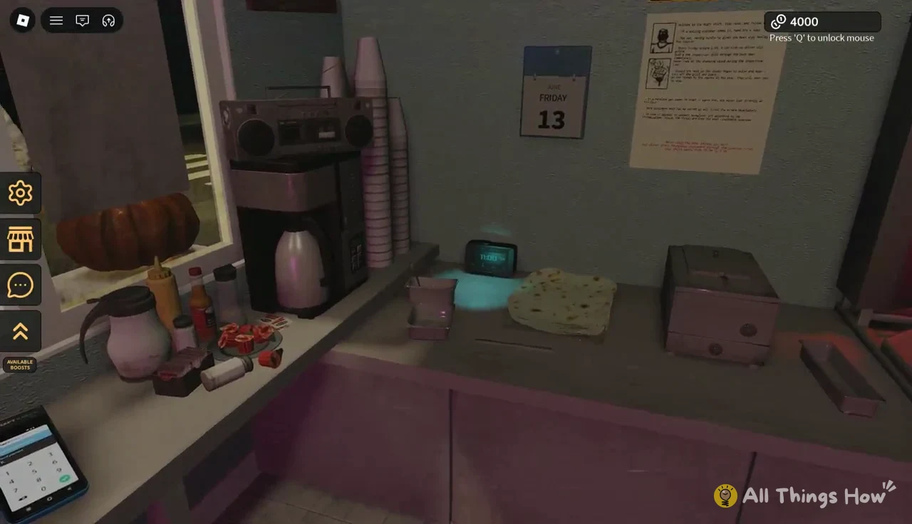 Kitchen counter with the phone's numeric keypad open at the lower left