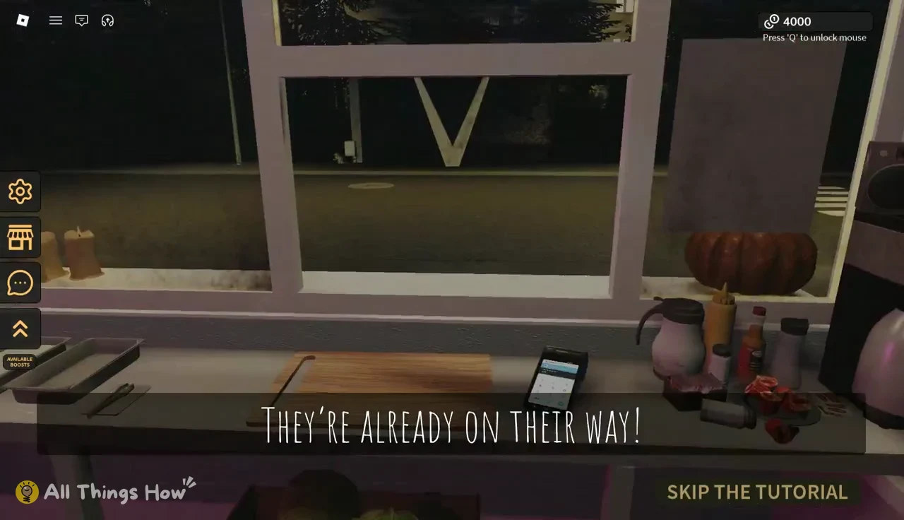 Tutorial message saying they're already on their way as customers approach the kiosk