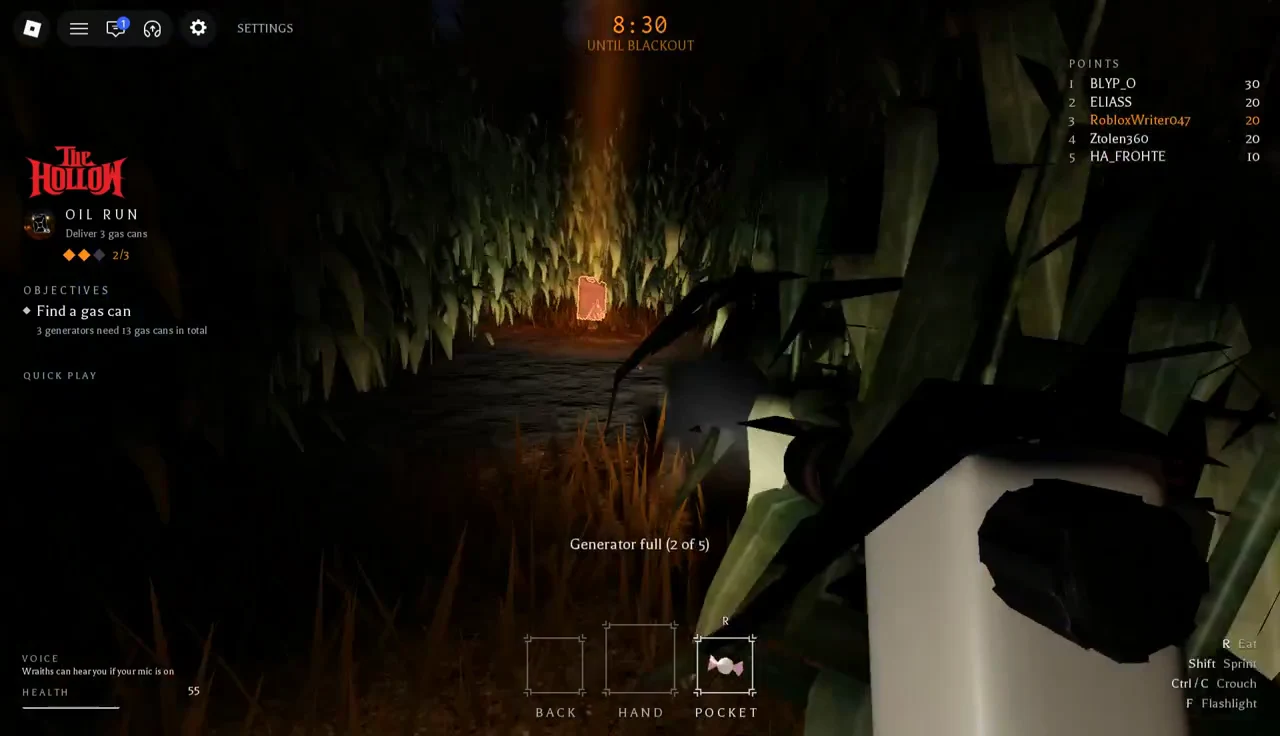 Glowing gas can on the ground as the player walks up to grab it