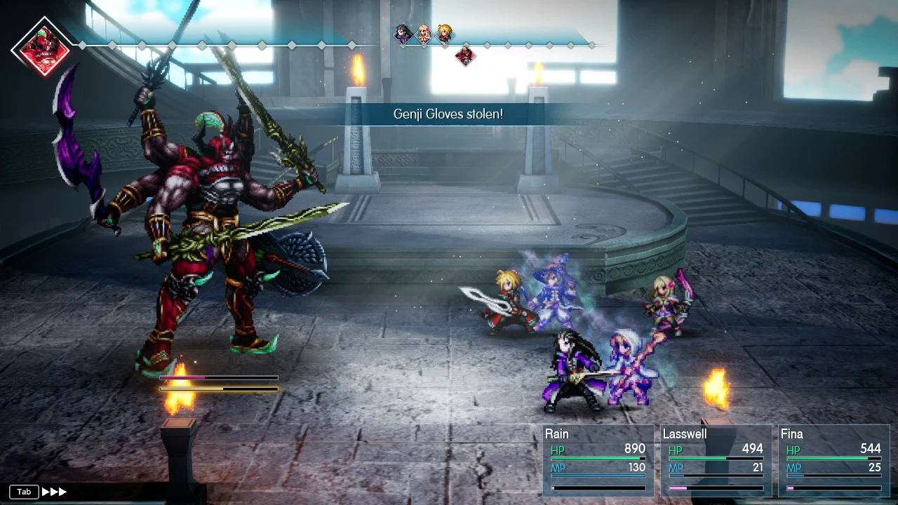 Battle message announcing the Genji Gloves have been stolen