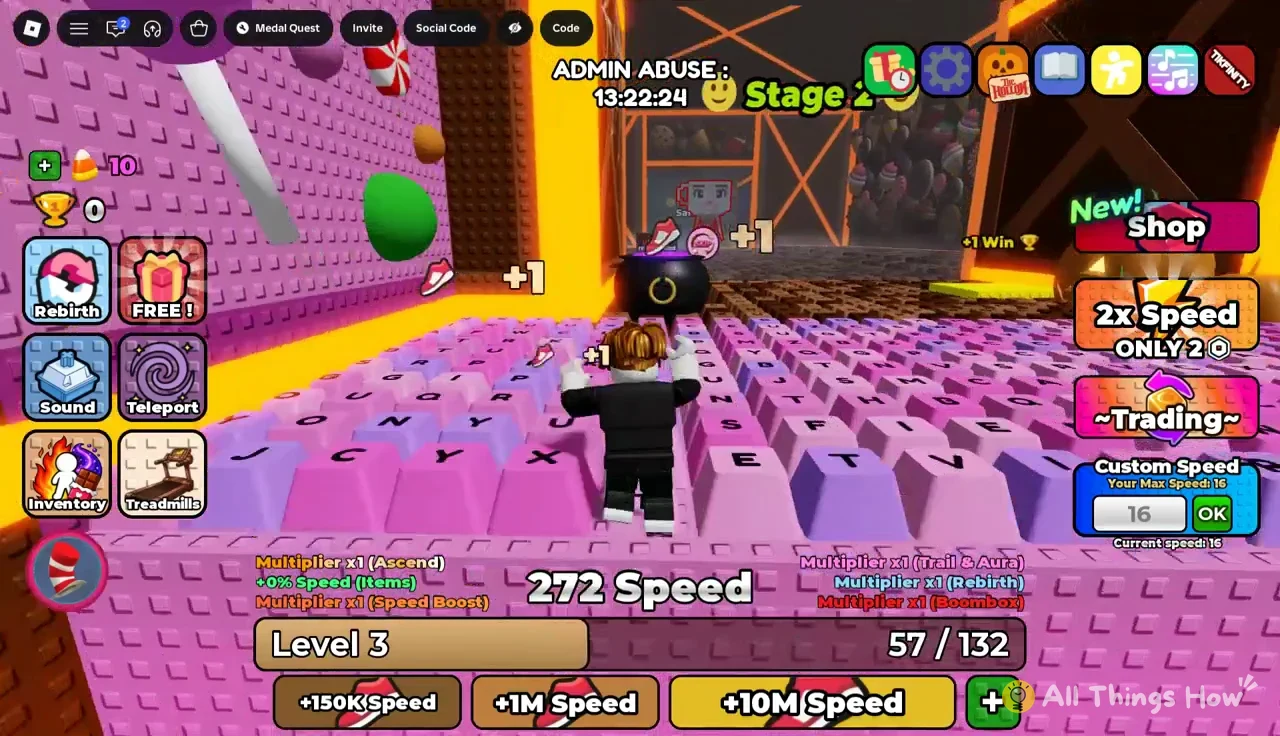 Stage 2 run with 16 typed into the Custom Speed field next to the OK button
